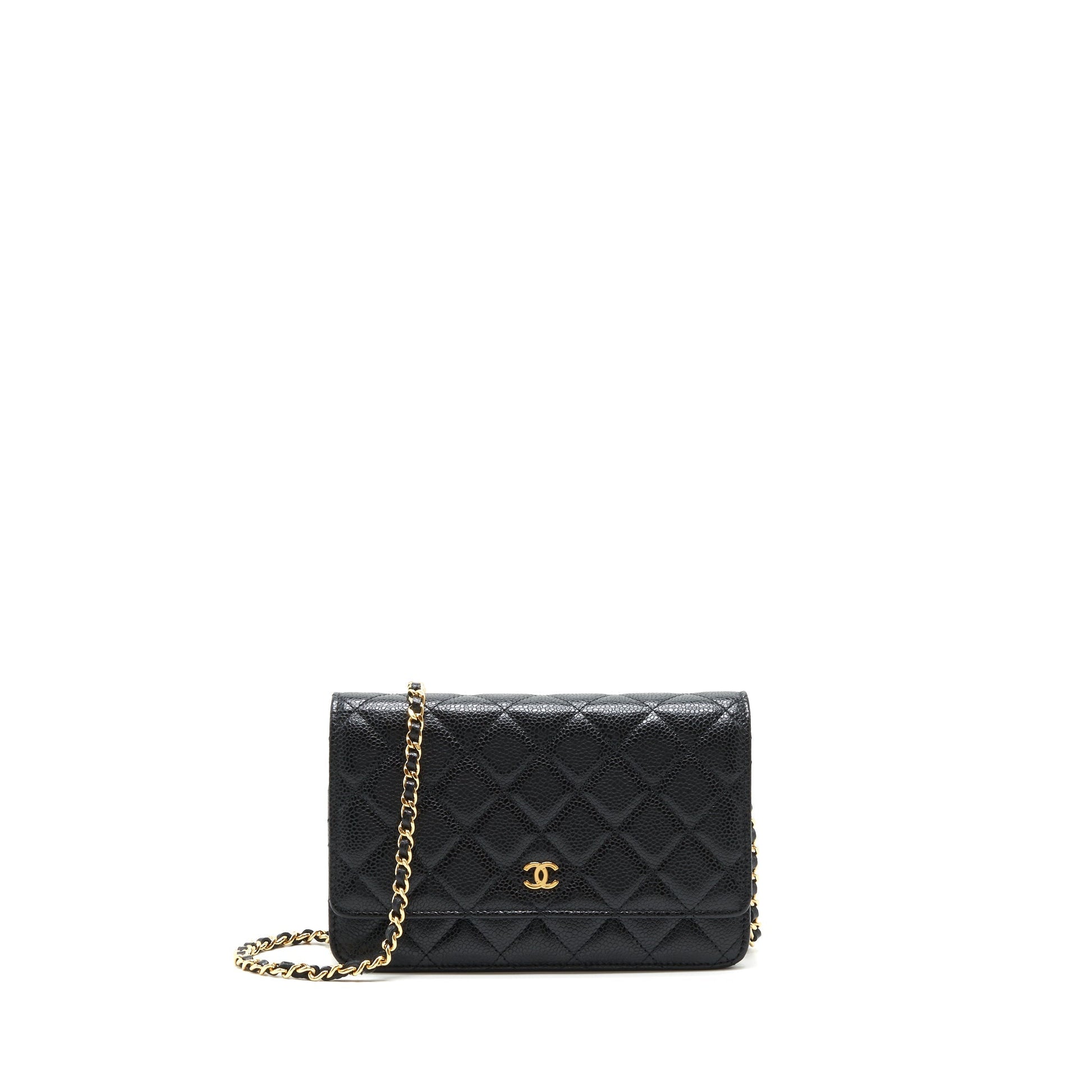 Chanel on Caviar GHW Black Wallet Case