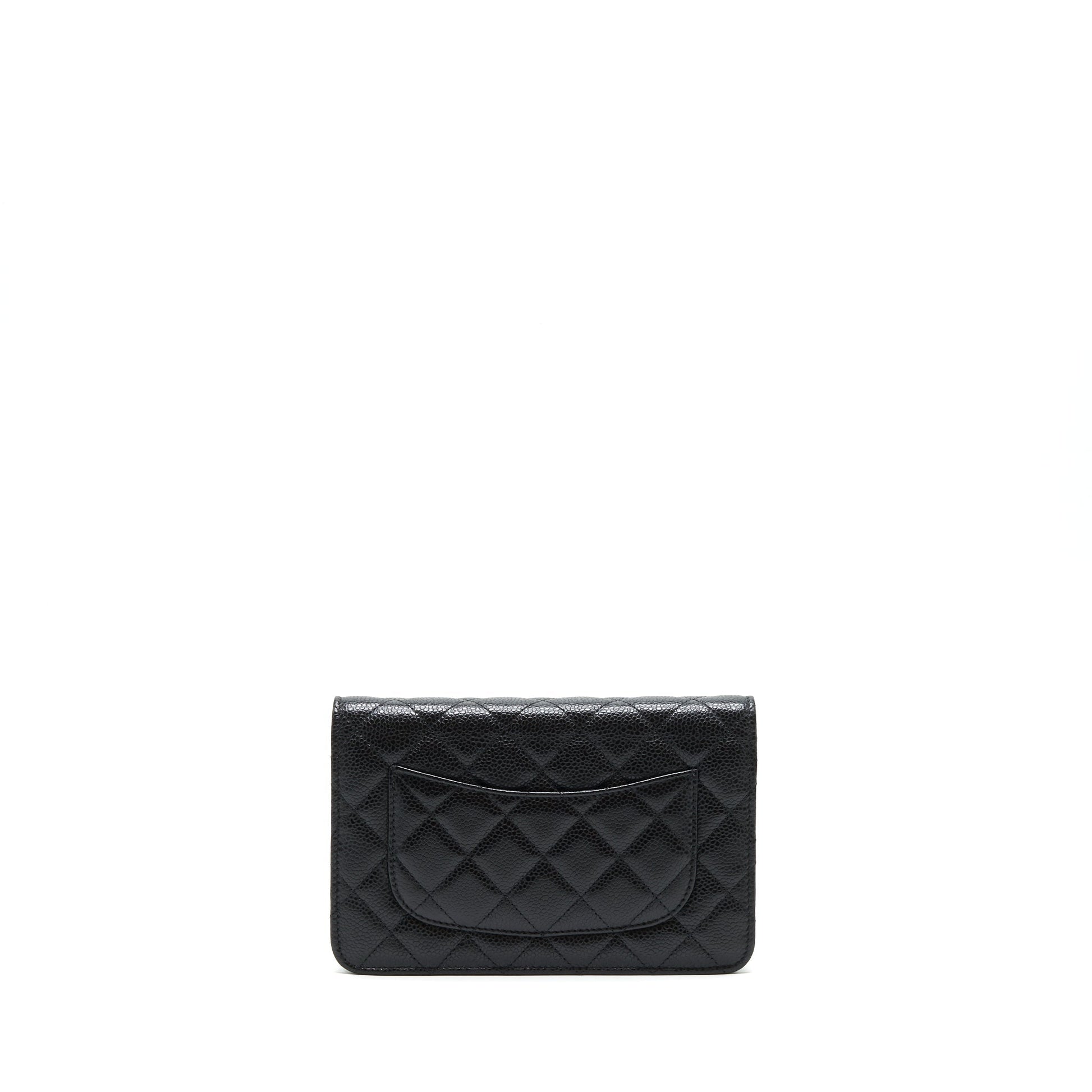 Chanel on Caviar GHW Black Wallet Case