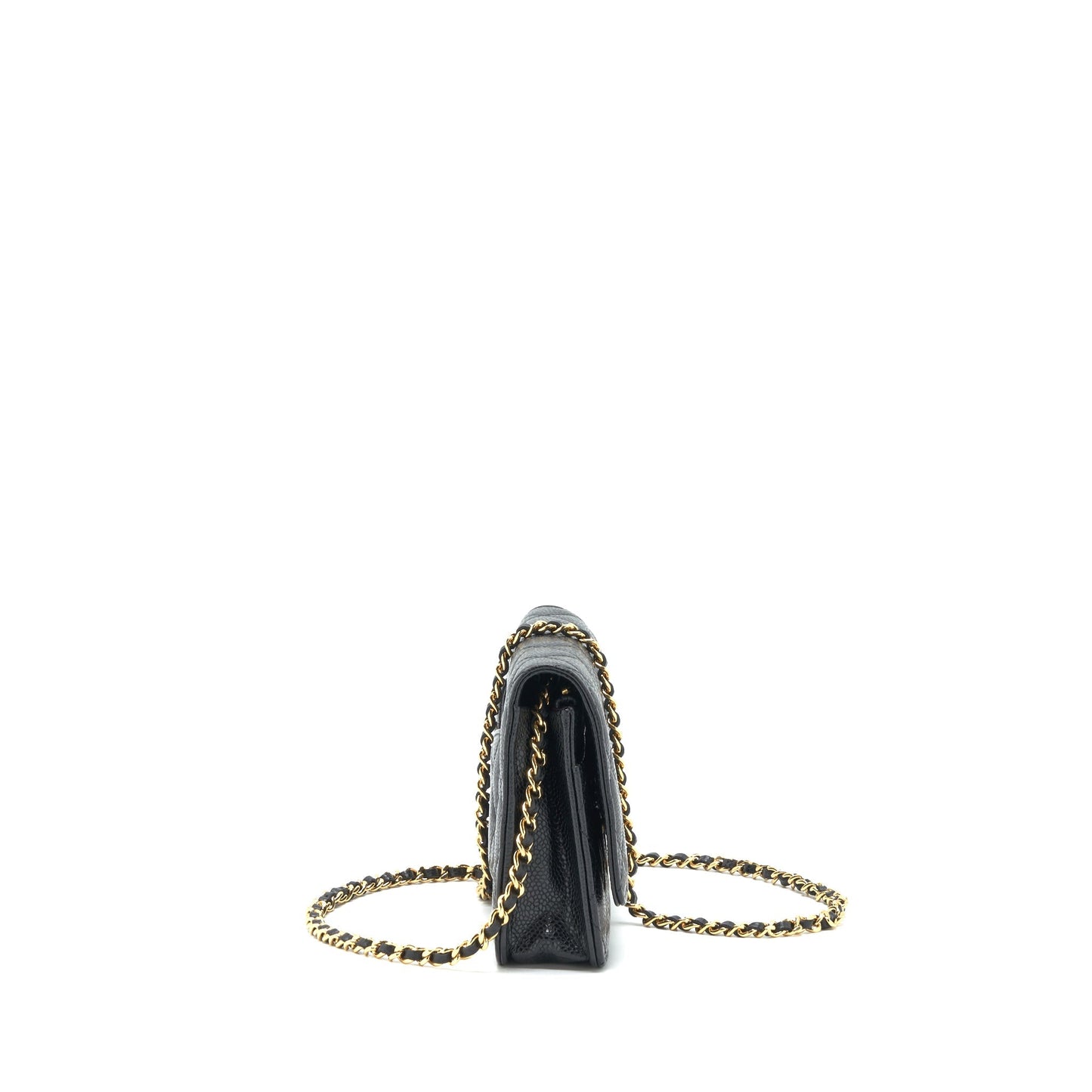Chanel on Caviar GHW Black Wallet Case