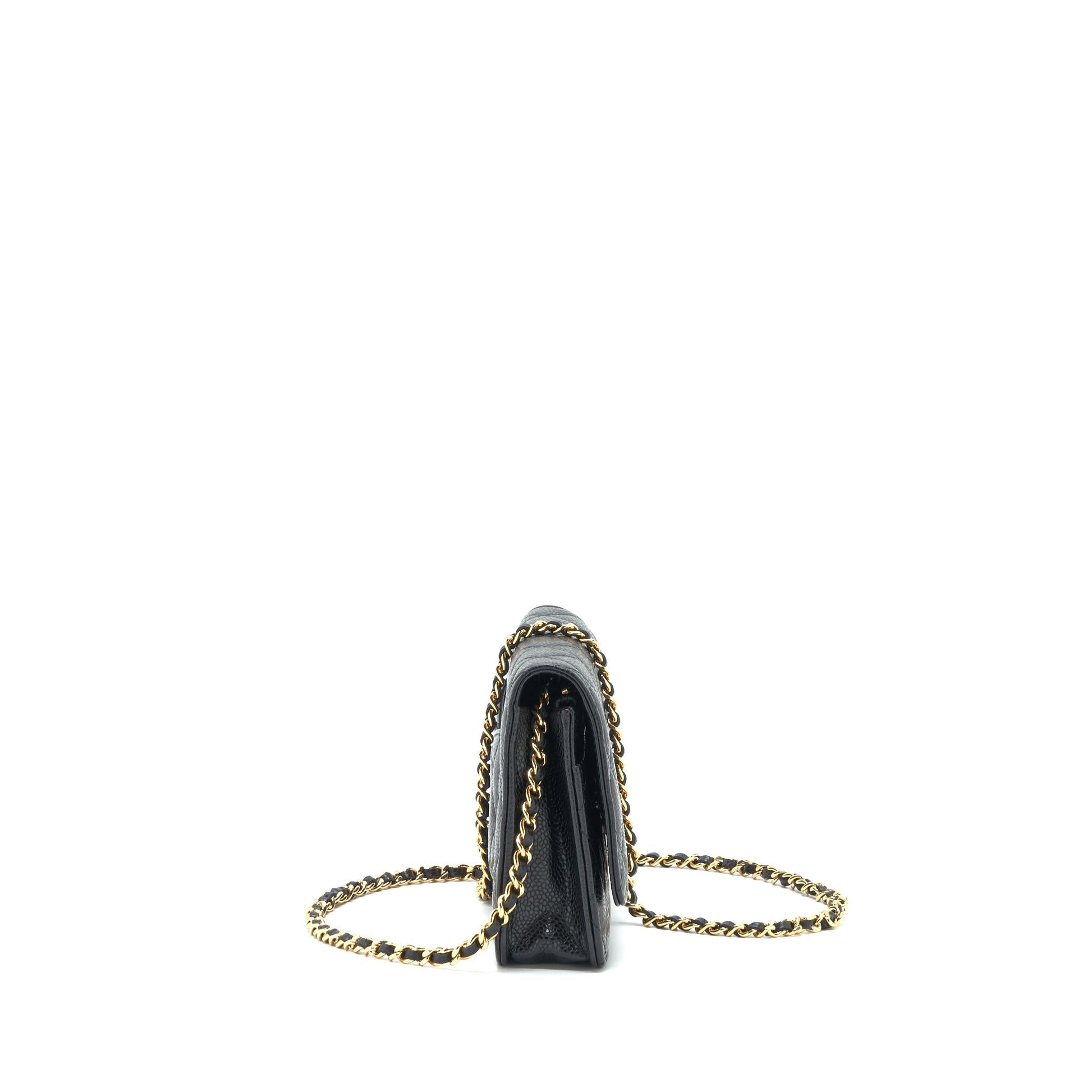 Chanel on Caviar GHW Black Wallet Case