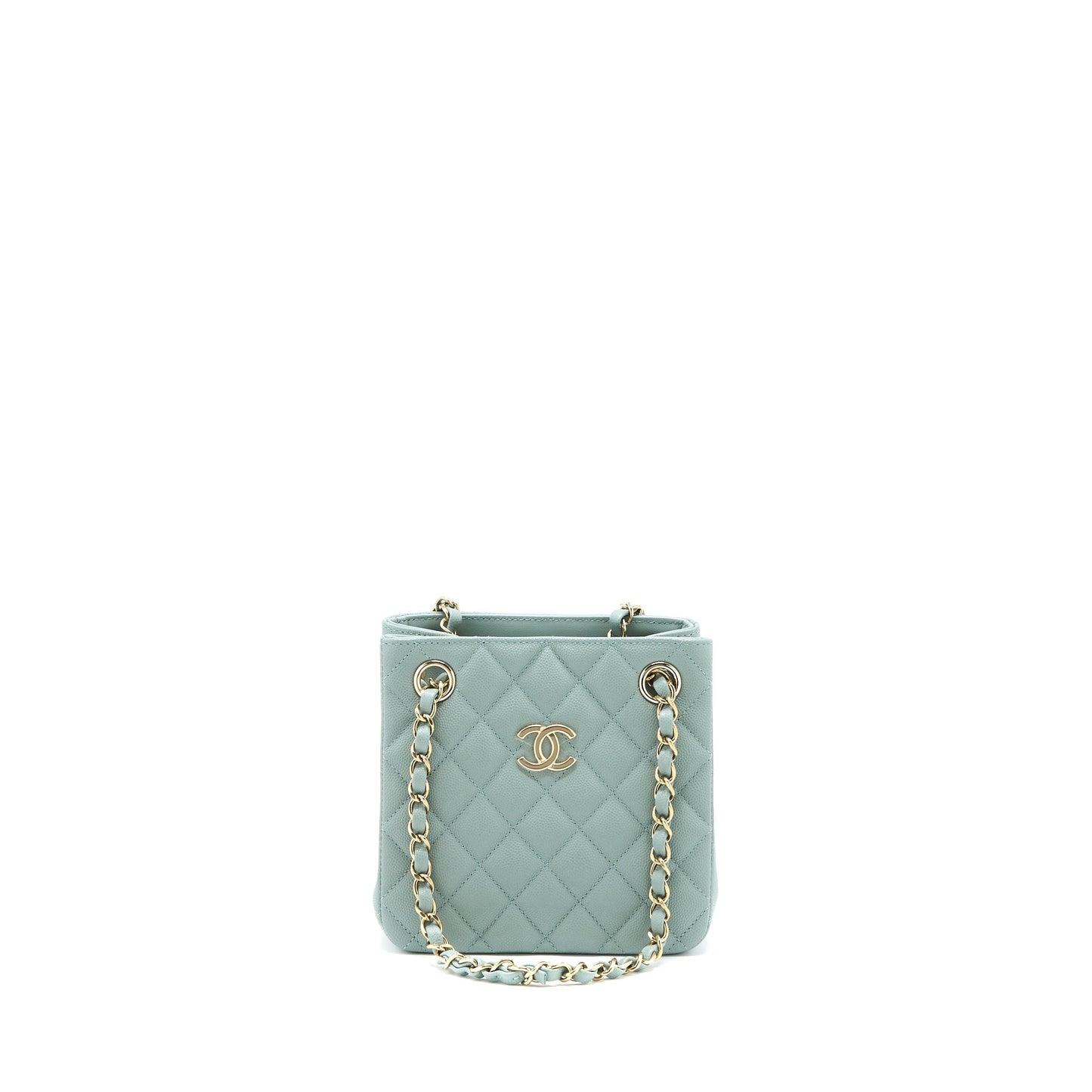 Chanel 23C Bucket Caviar Light LGHW Microchip Blue Grey Bucket Bag