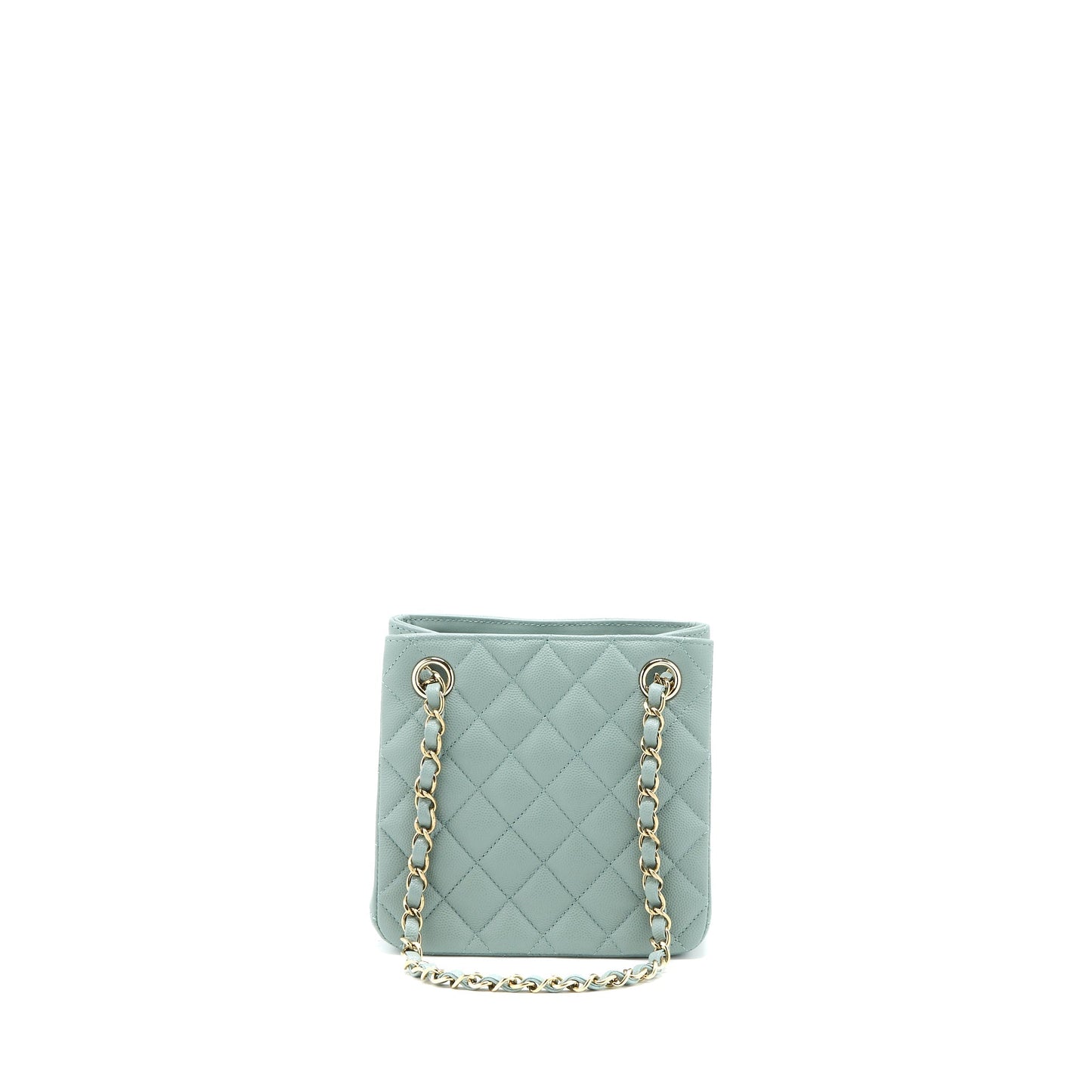 Chanel 23C Bucket Caviar Light LGHW Microchip Blue Grey Bucket Bag