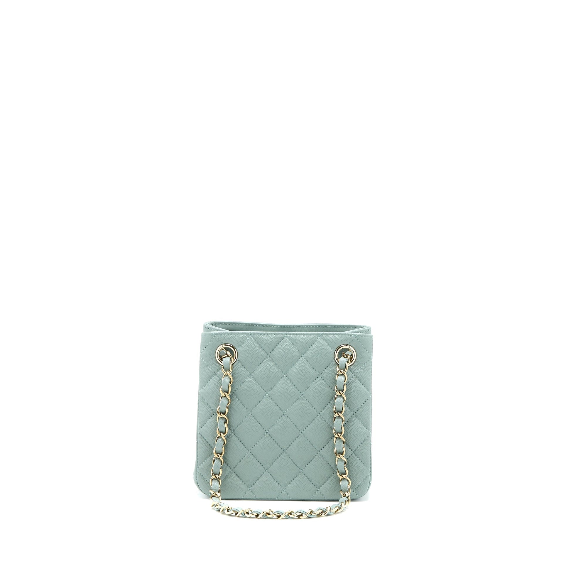 Chanel 23C Bucket Caviar Light LGHW Microchip Blue Grey Bucket Bag