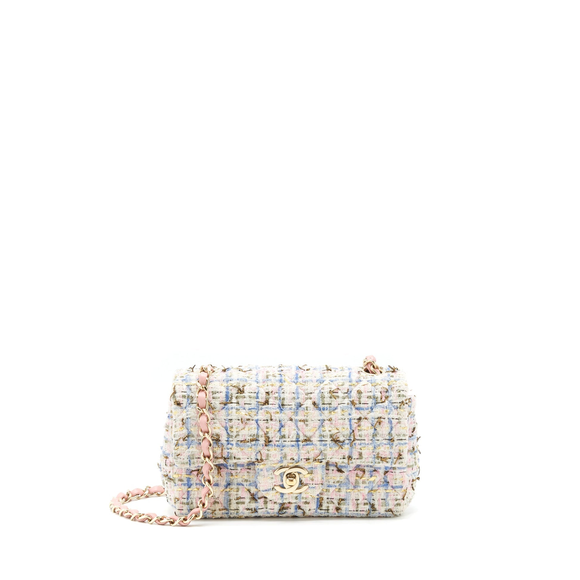 Chanel rectangular flap tweed LGHW Multicolour Shoulder Bag