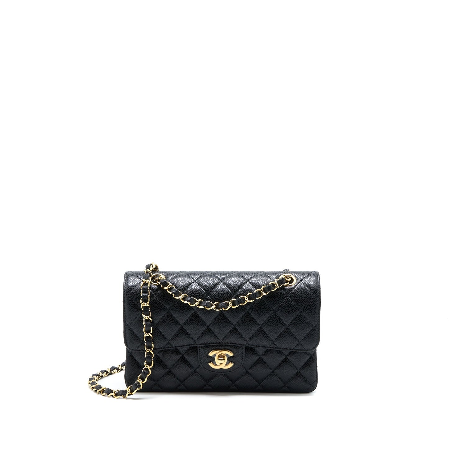 Chanel Classic Flap Caviar GHW Microchip Black Small Shoulder Bag Ghw Microchip