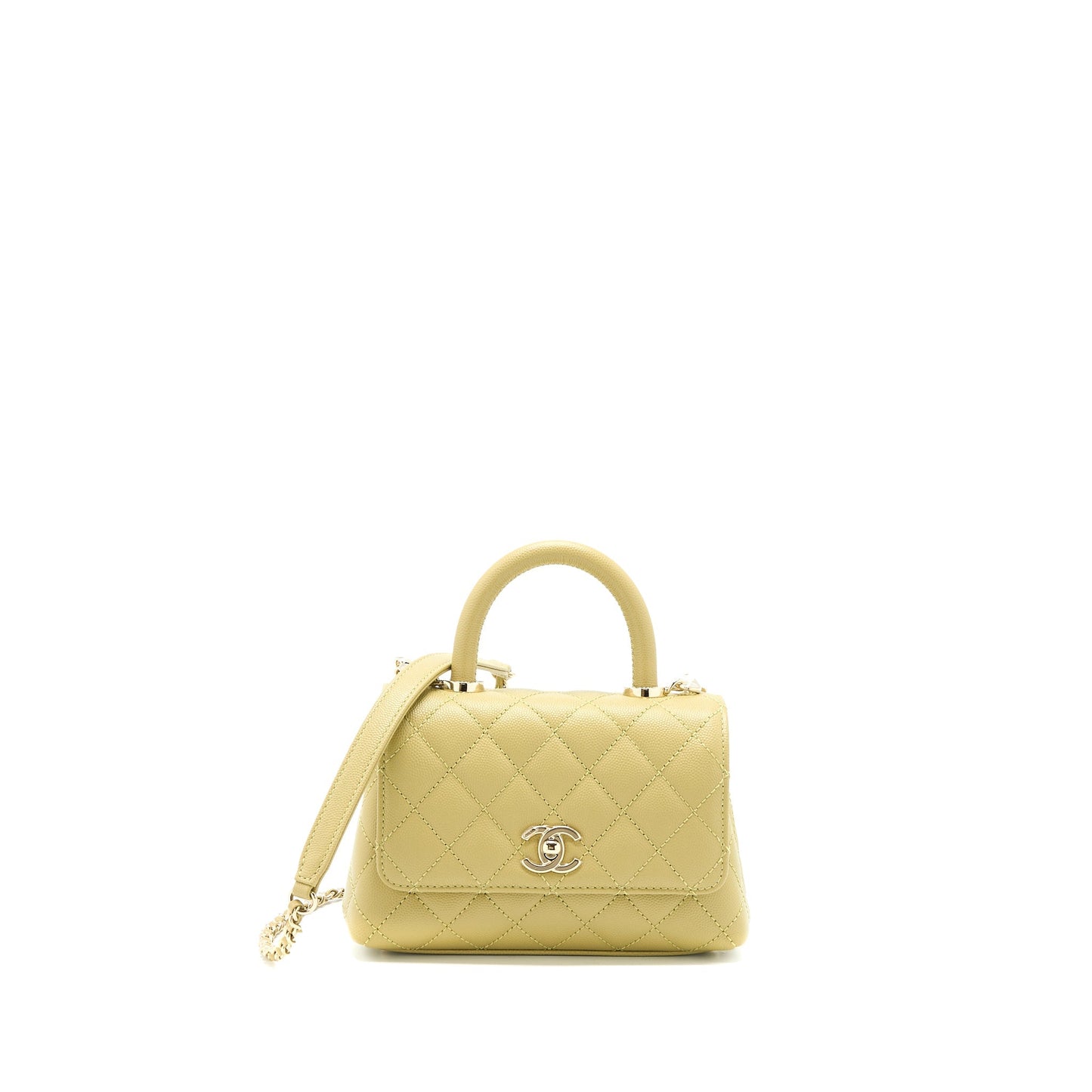 Chanel Extra Coco Handle Caviar LGHW Microchip Green Mini Bag