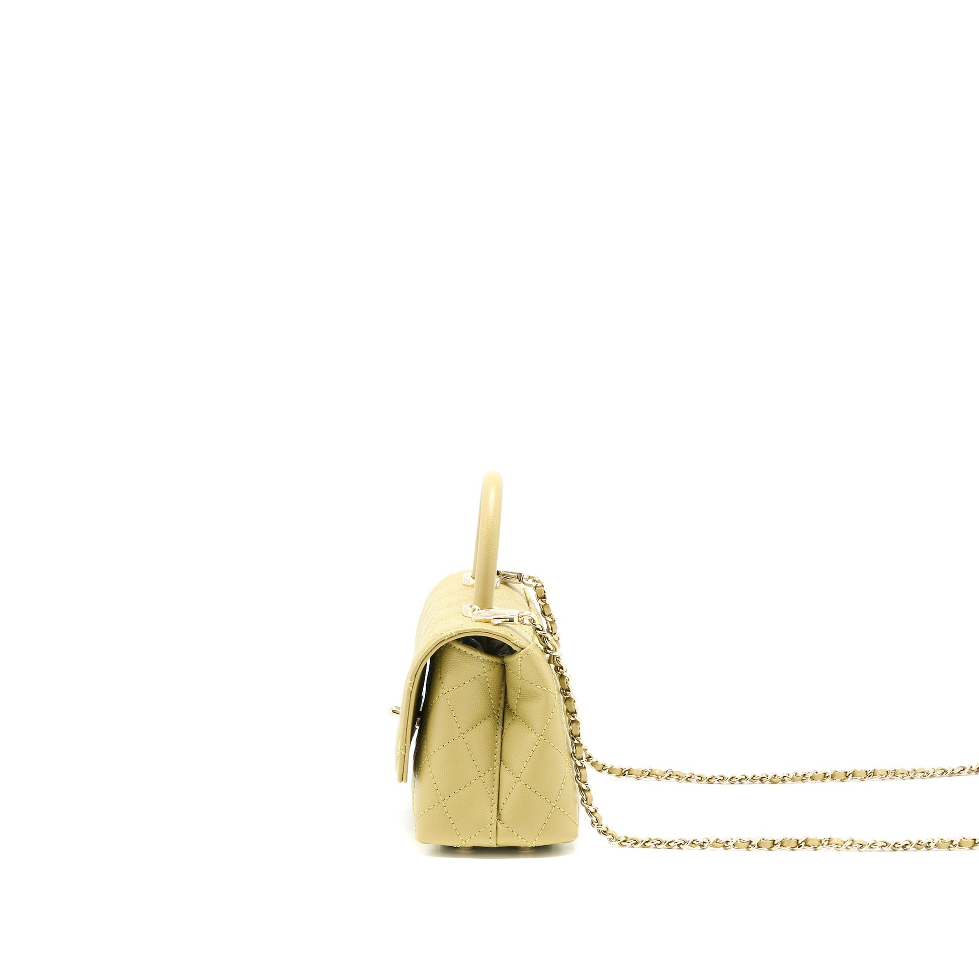 Chanel Extra Coco Handle Caviar LGHW Microchip Green Mini Bag