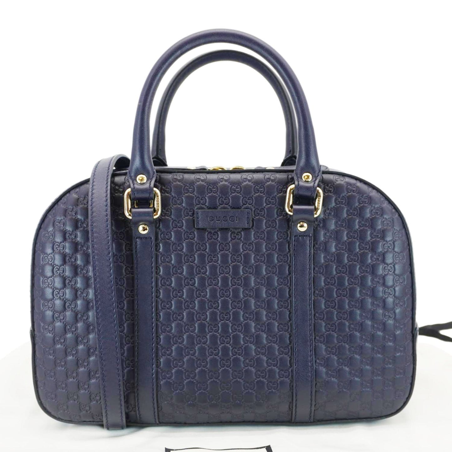 Gucci Microssima Crossbody Bag Navy Leather Blue