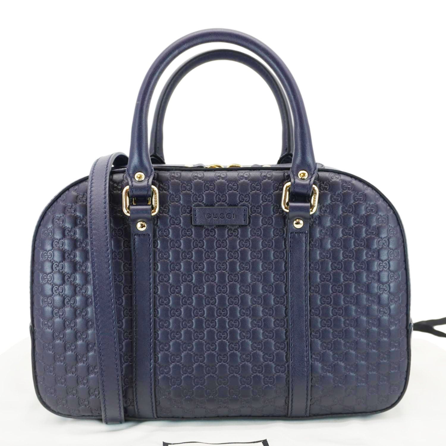 Gucci Microssima Crossbody Bag Navy Leather Blue