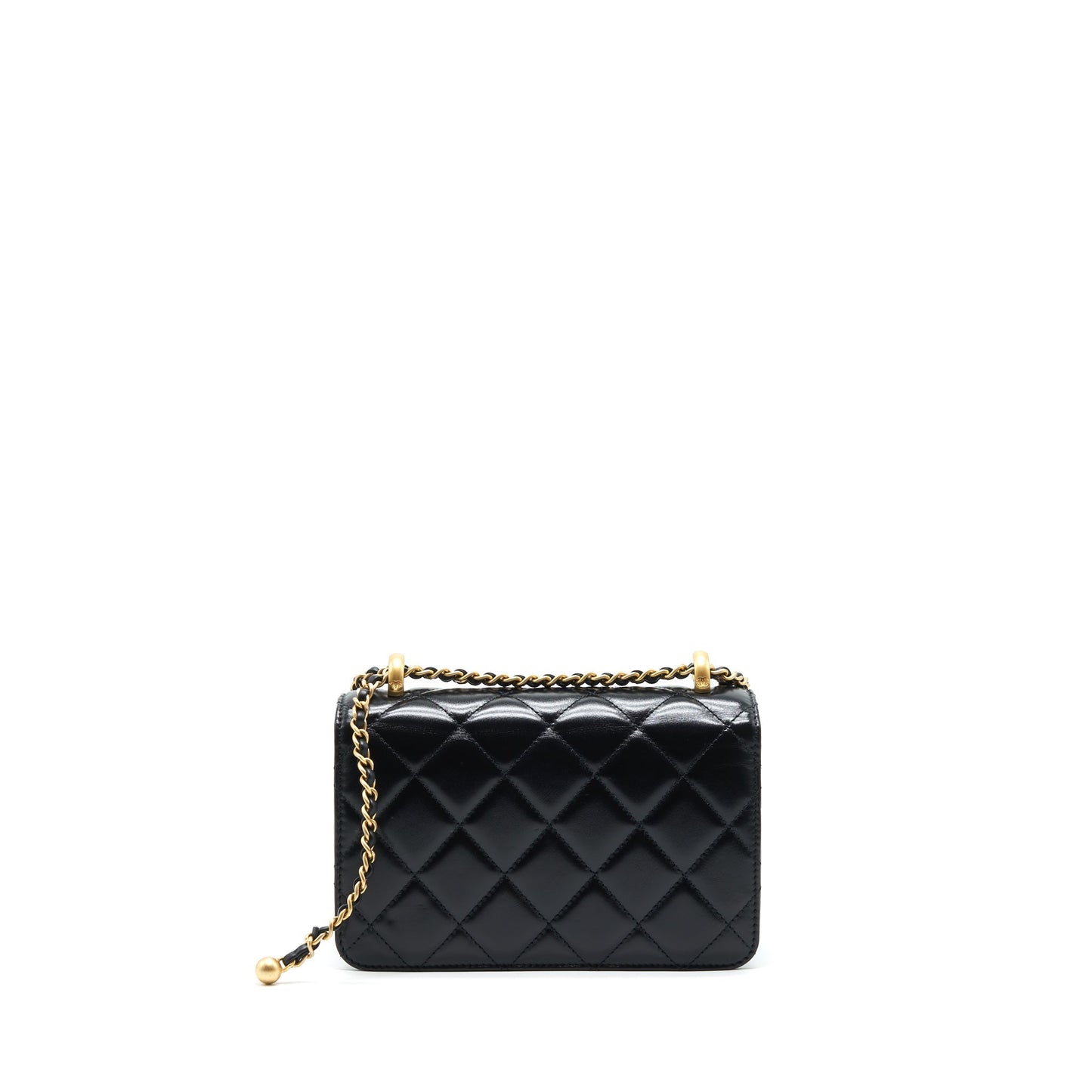 Chanel 21A CRUSH FLAP CALFSKIN GHW Black Gold Shoulder Bag Black Ghw