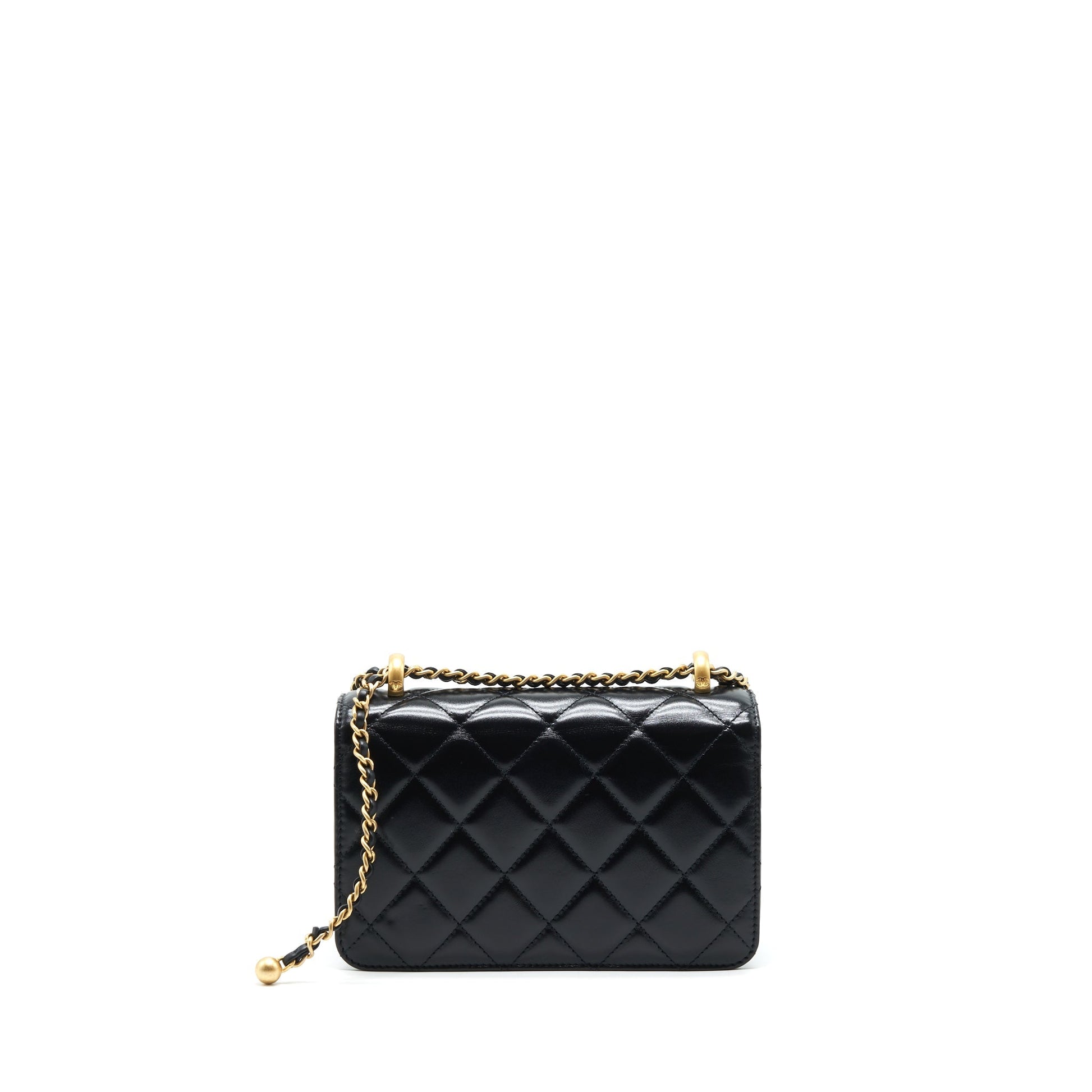 Chanel 21A CRUSH FLAP CALFSKIN GHW Black Gold Shoulder Bag Black Ghw