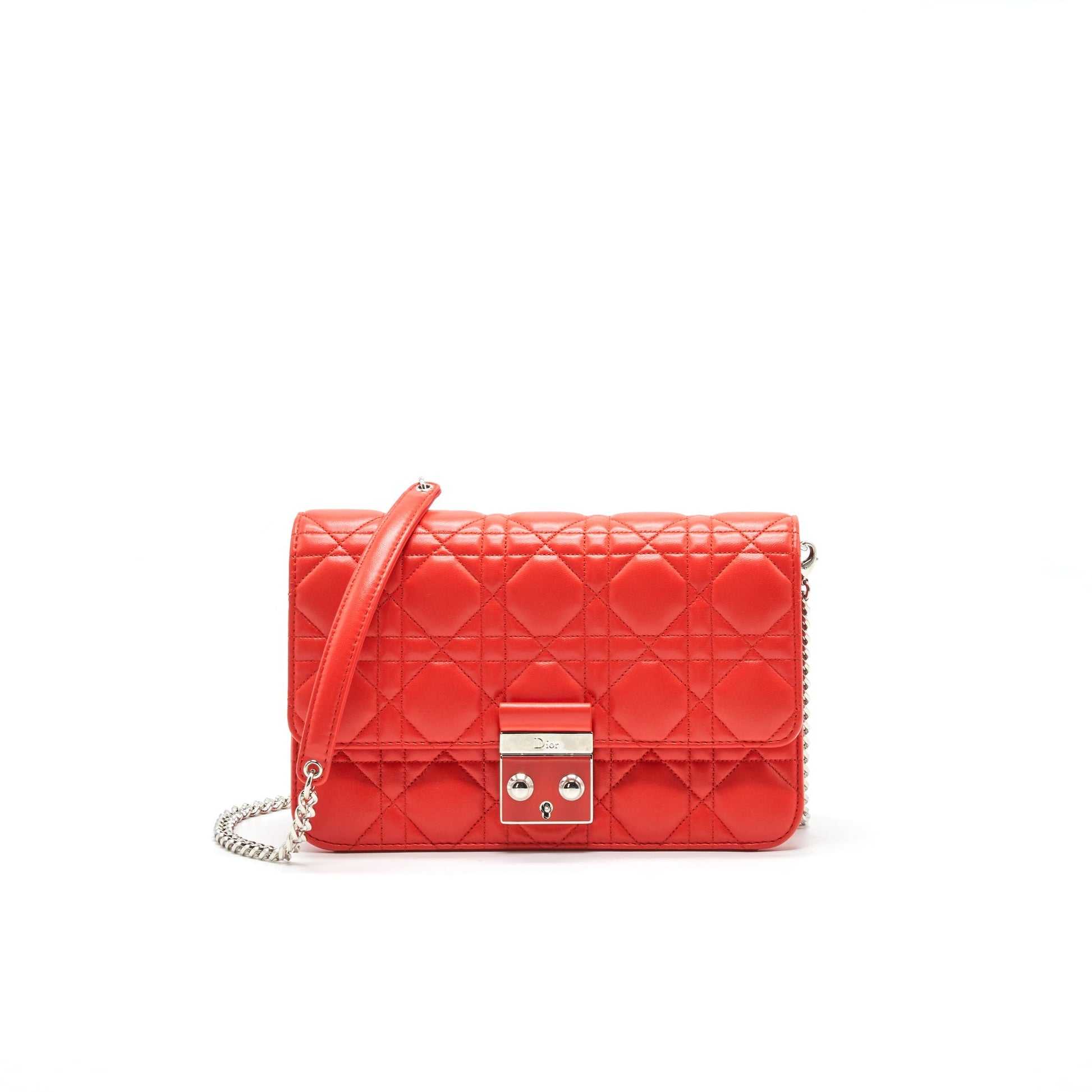 Dior Miss Pouch With Poppy Orange Handbag Chain Travel Bag