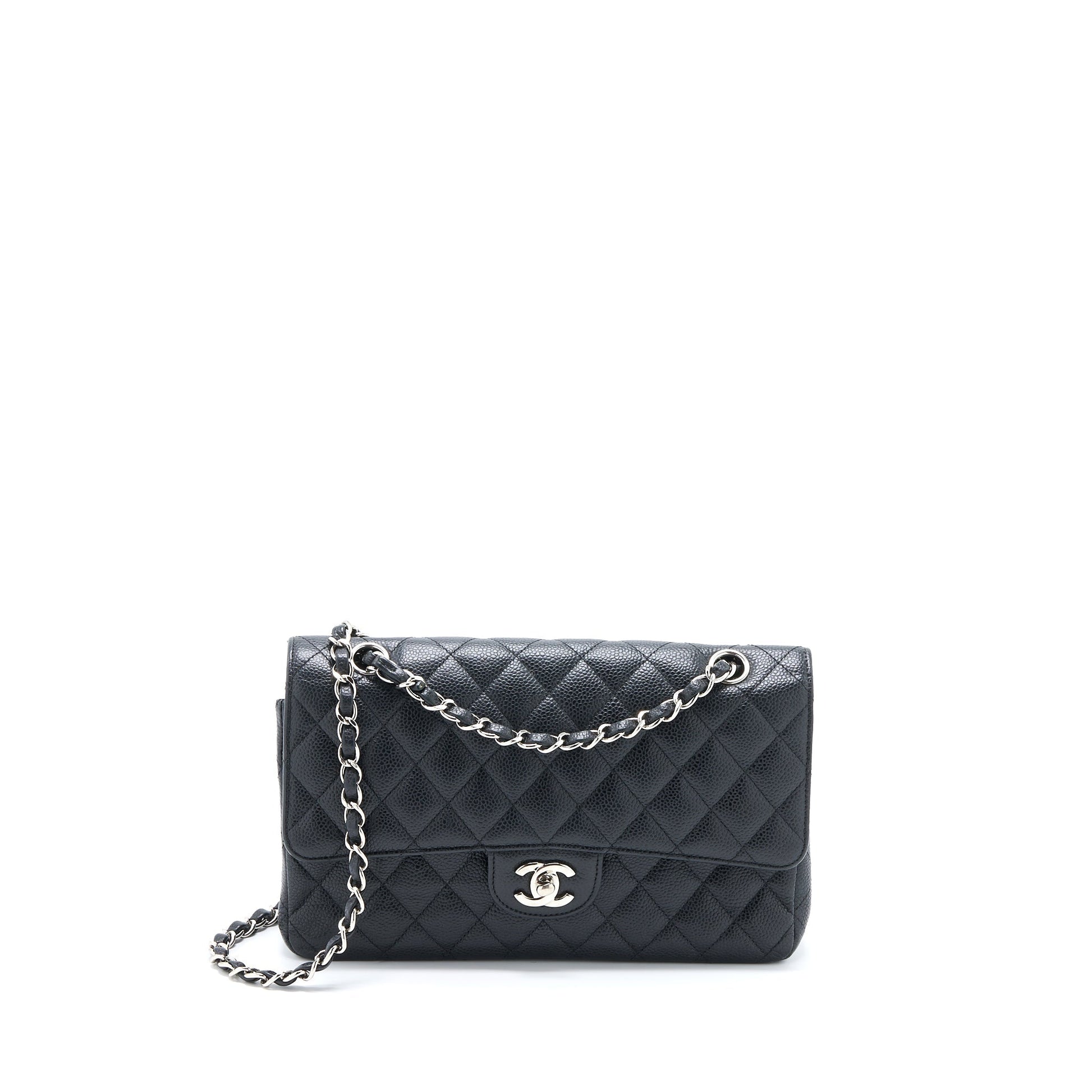Chanel Classic Flap Caviar SHW Black Shoulder Bag Black Shw
