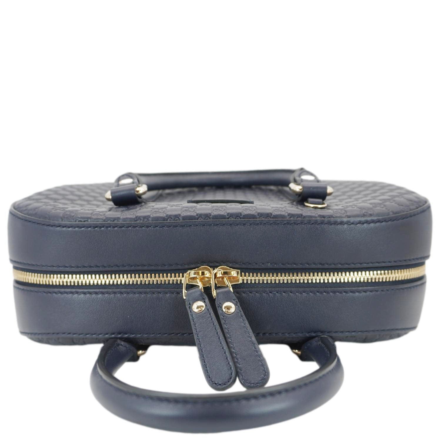 Gucci Microssima Crossbody Bag Navy Leather Blue
