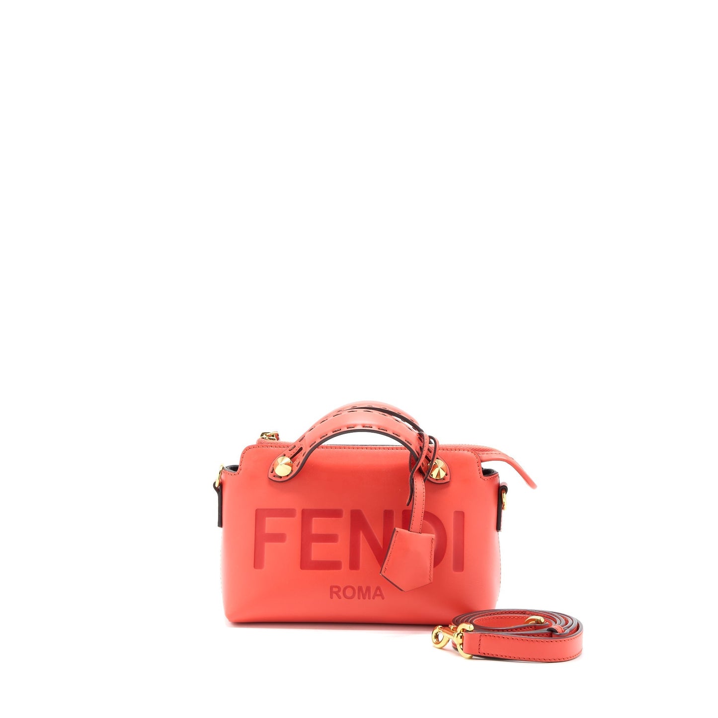Fendi By The Way Calfskin Handbag Red Orange Mini Travel Bag