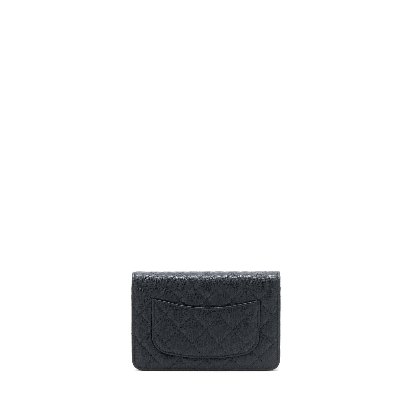 Chanel Giant CC Logo On Caviar LGHW Black Wallet Case