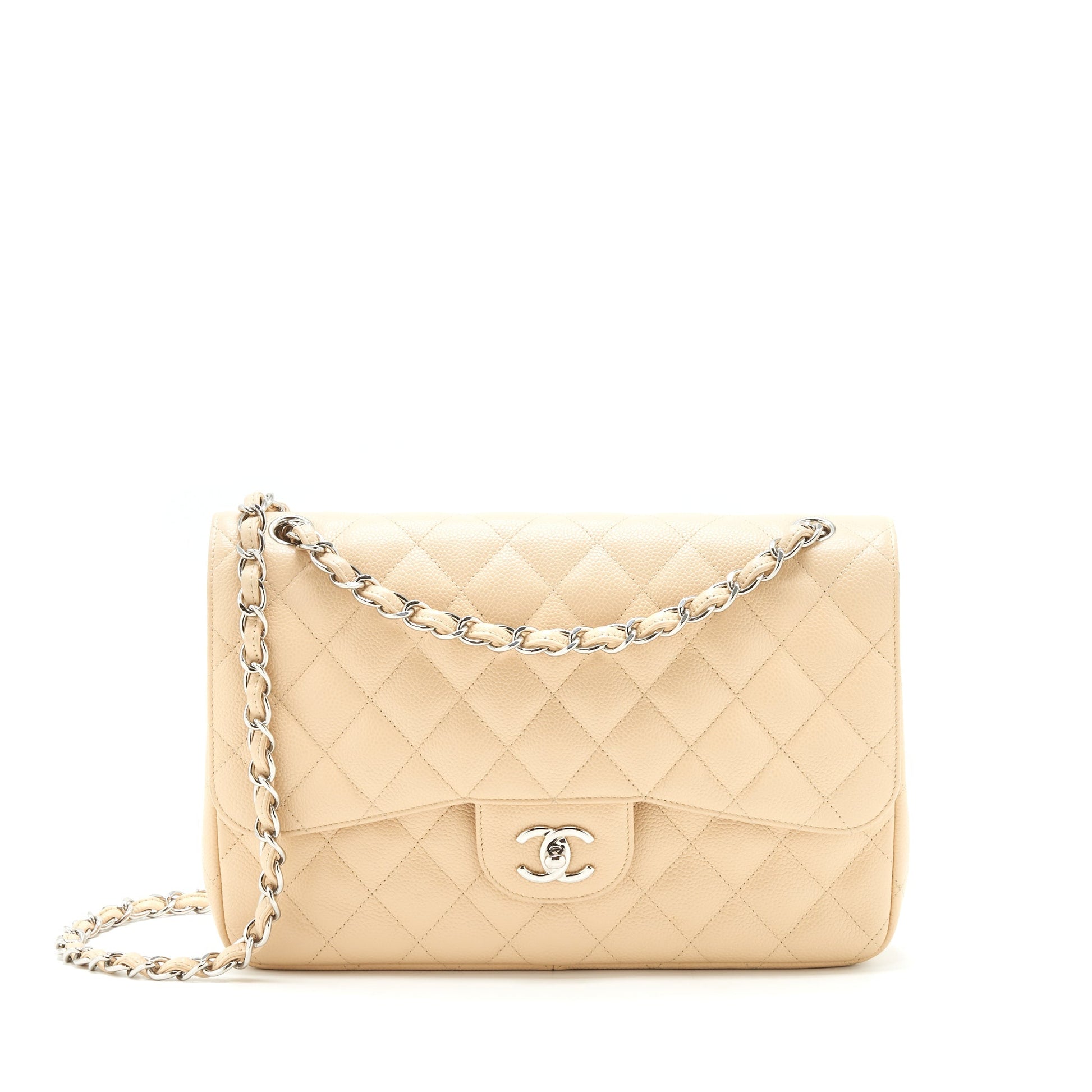 Chanel Classic Jumbo double flap caviar SHW Beige Shoulder Bag