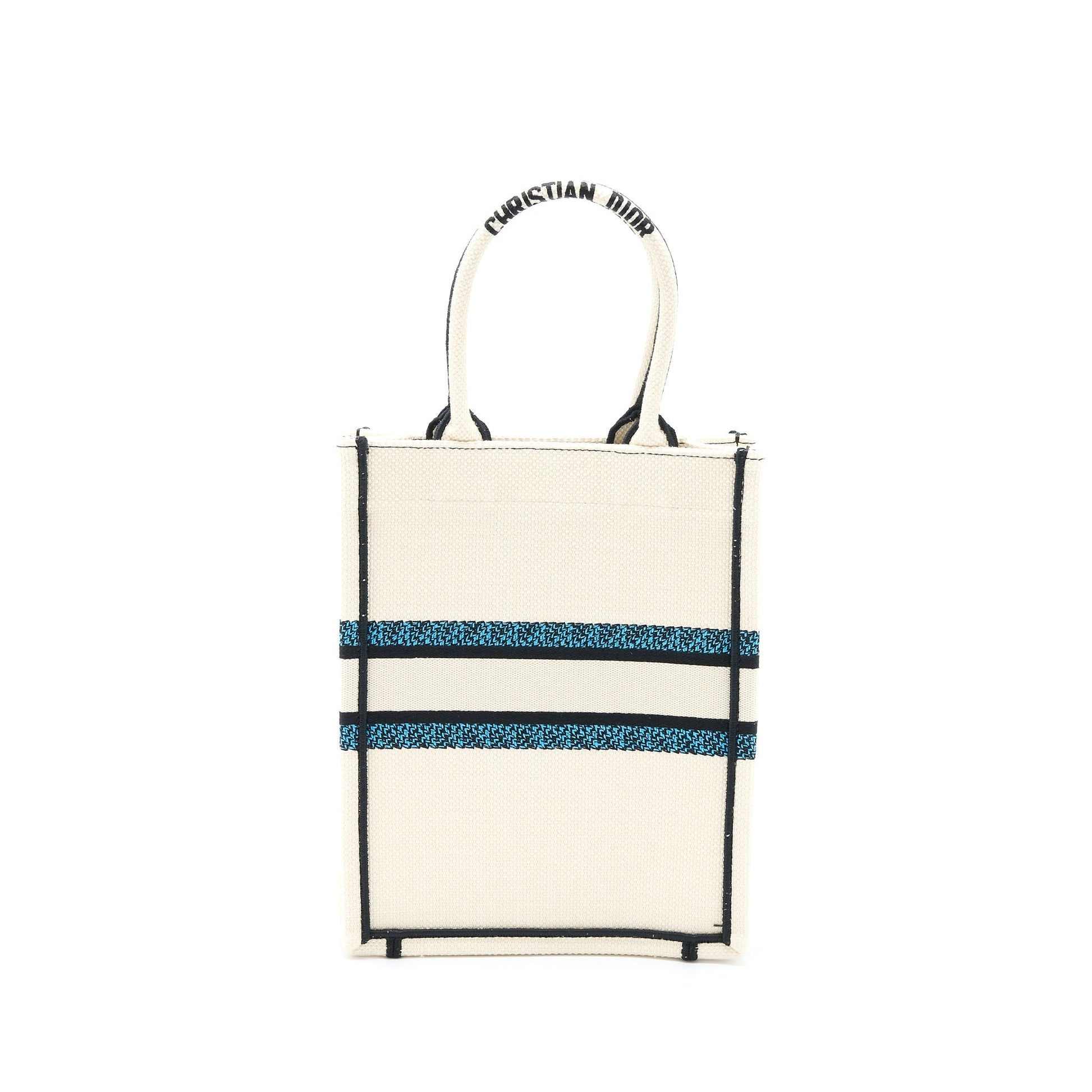 Dior Vertical Book Tote Lucky Star Embroidery Multicolour White Tote Bag