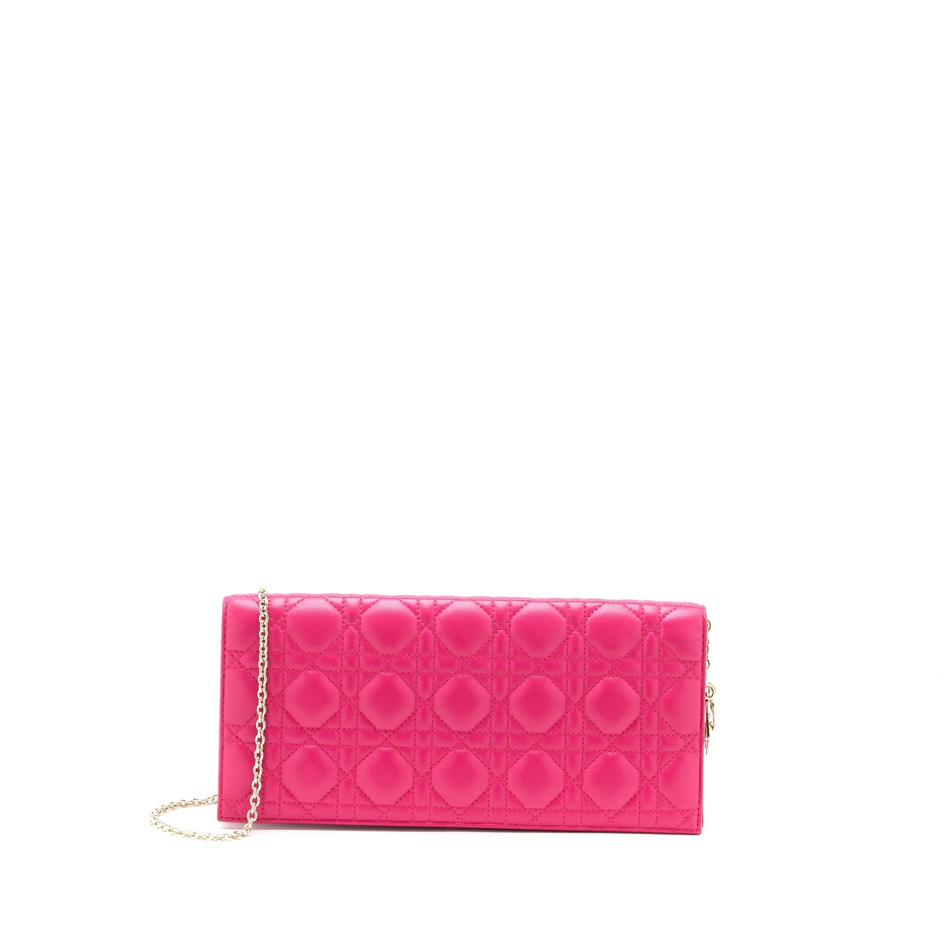 Dior Cannage Lady Clutch Lambskin Handbag Quilted Pink Clutch Bag