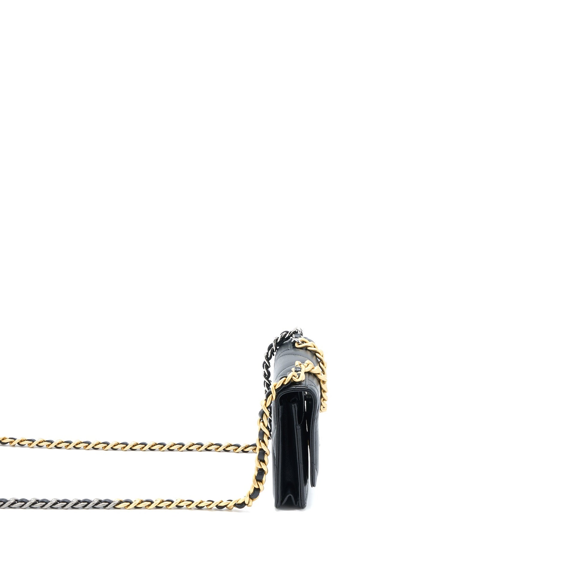 Chanel 19 on Lambskin Hardware Multicolour Black Wallet Case