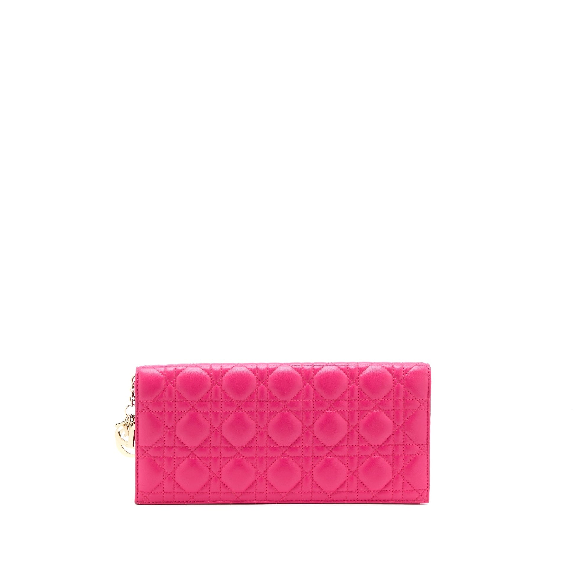 Dior Cannage Lady Clutch Lambskin Handbag Quilted Pink Clutch Bag