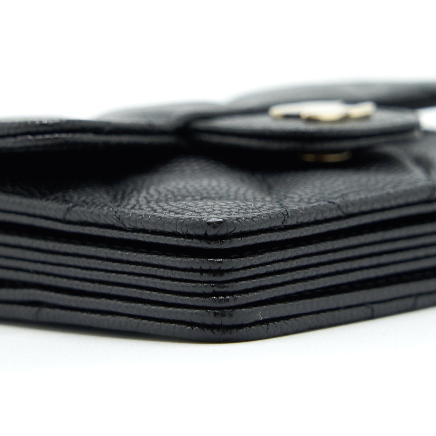 Chanel Card Holder On Caviar LGHW Black Wallet Case