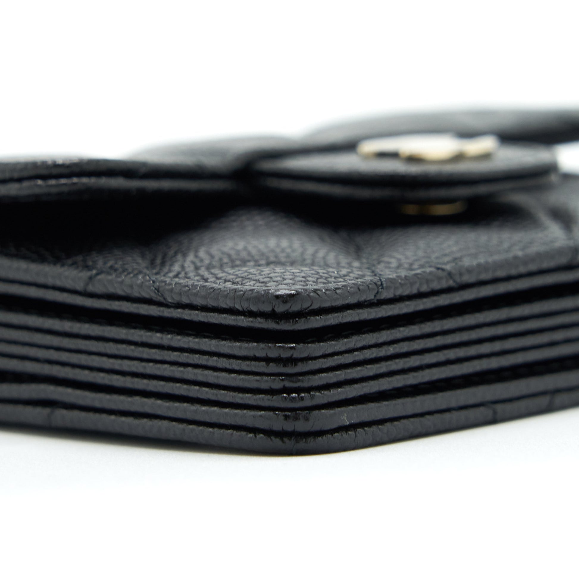 Chanel Card Holder On Caviar LGHW Black Wallet Case