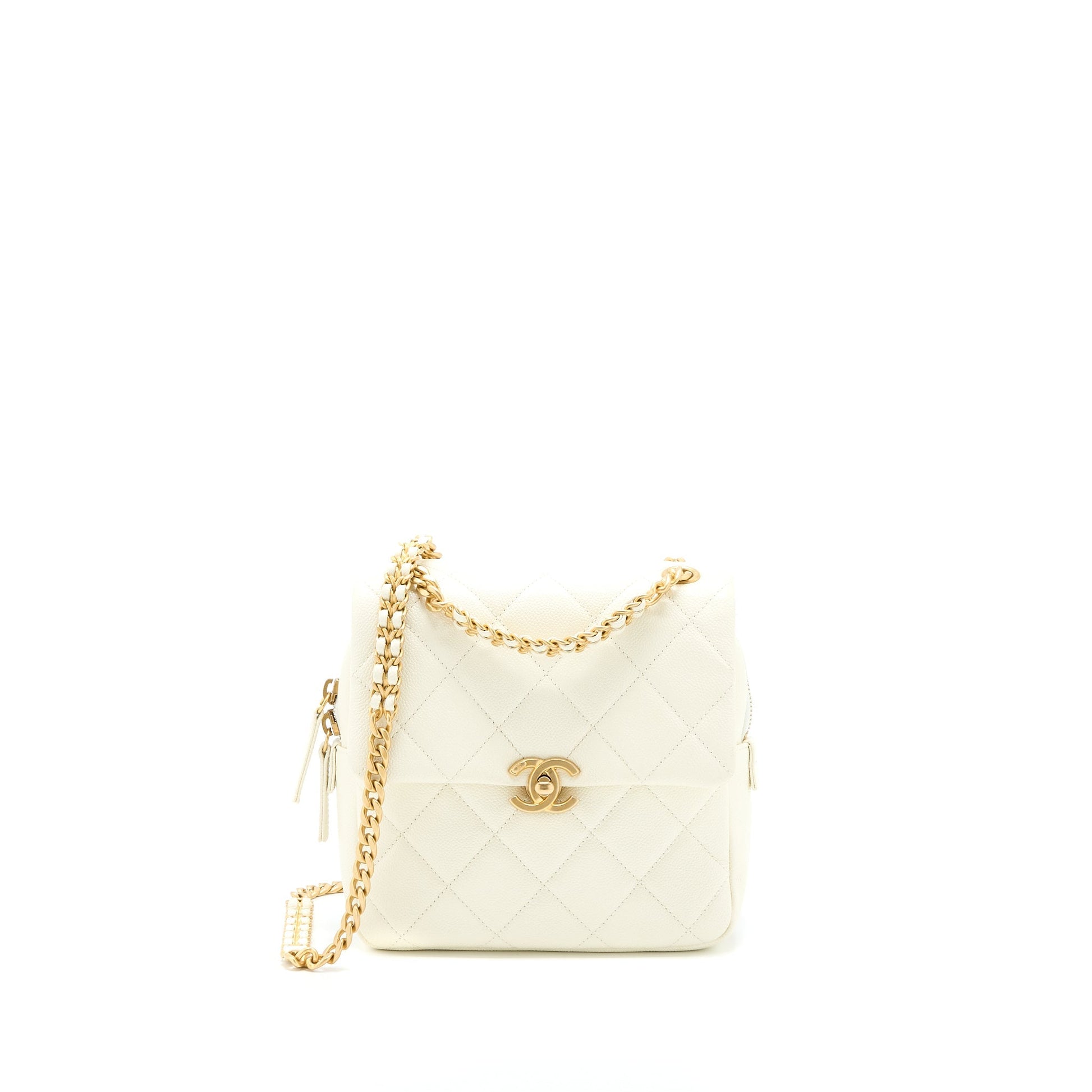 Chanel 22P Flap Backpack Caviar Brushed GHW White
