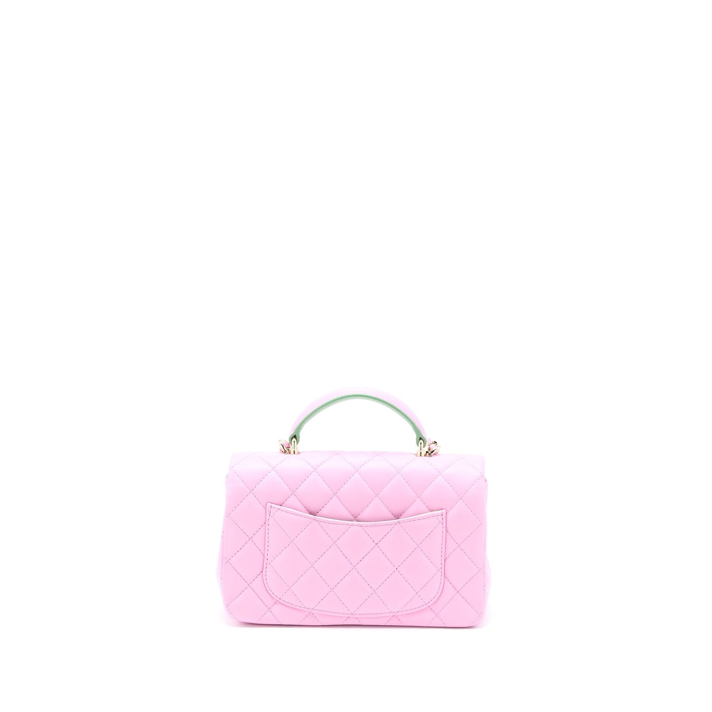 Chanel Top Handle Rectangular Lambskin Light LGHW Green Pink Mini Bag