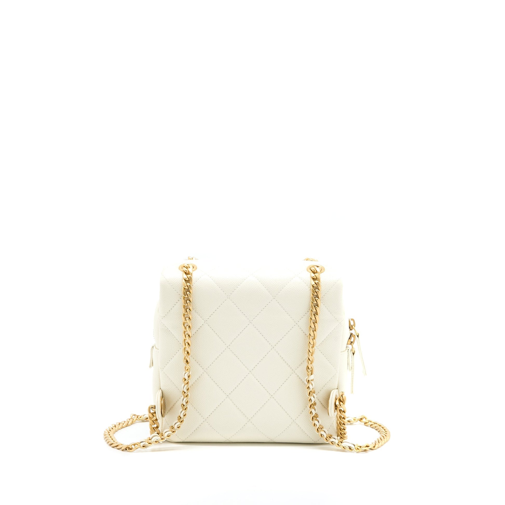 Chanel 22P Flap Backpack Caviar Brushed GHW White