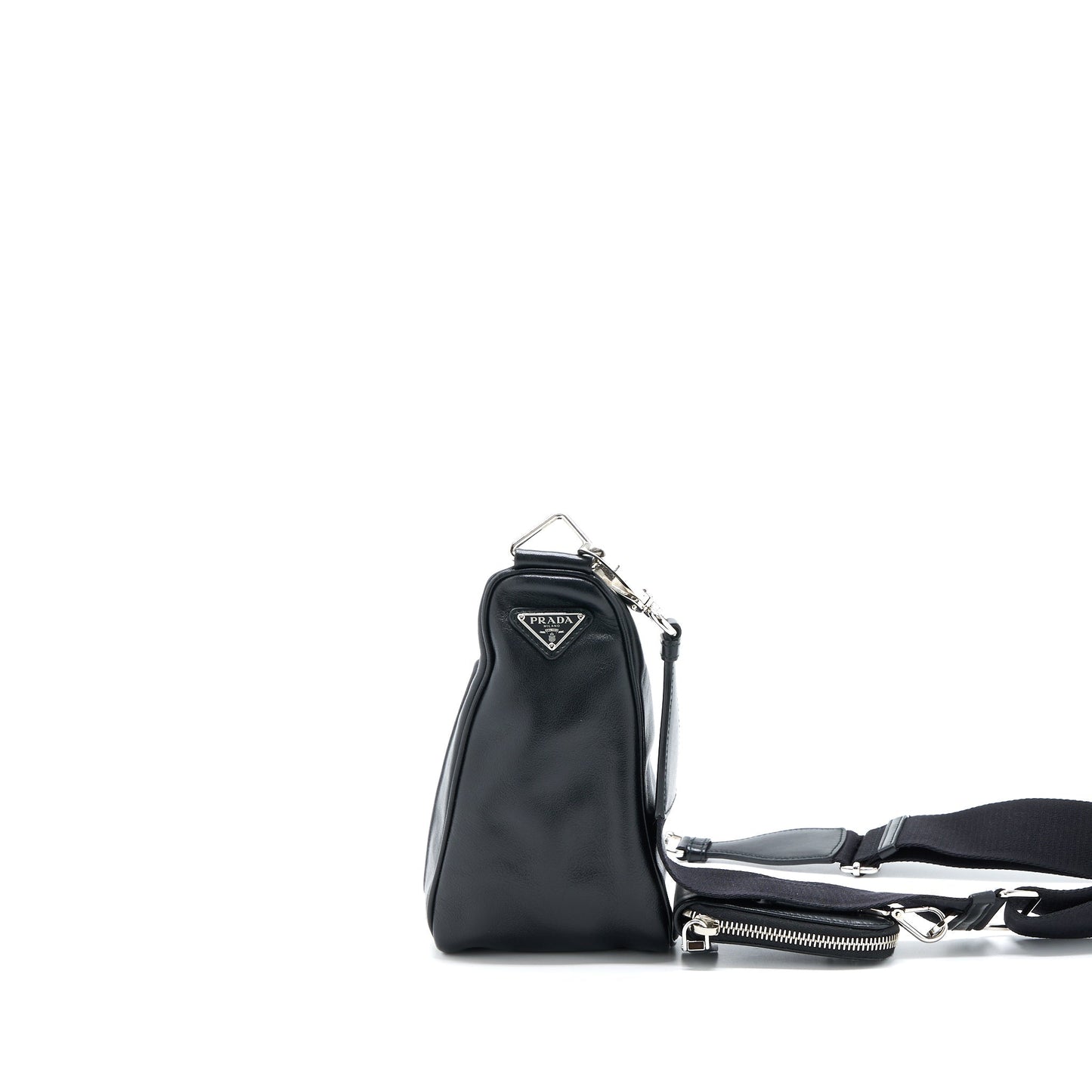 Prada Triangle Purse Handbag Leather Black Travel Bag