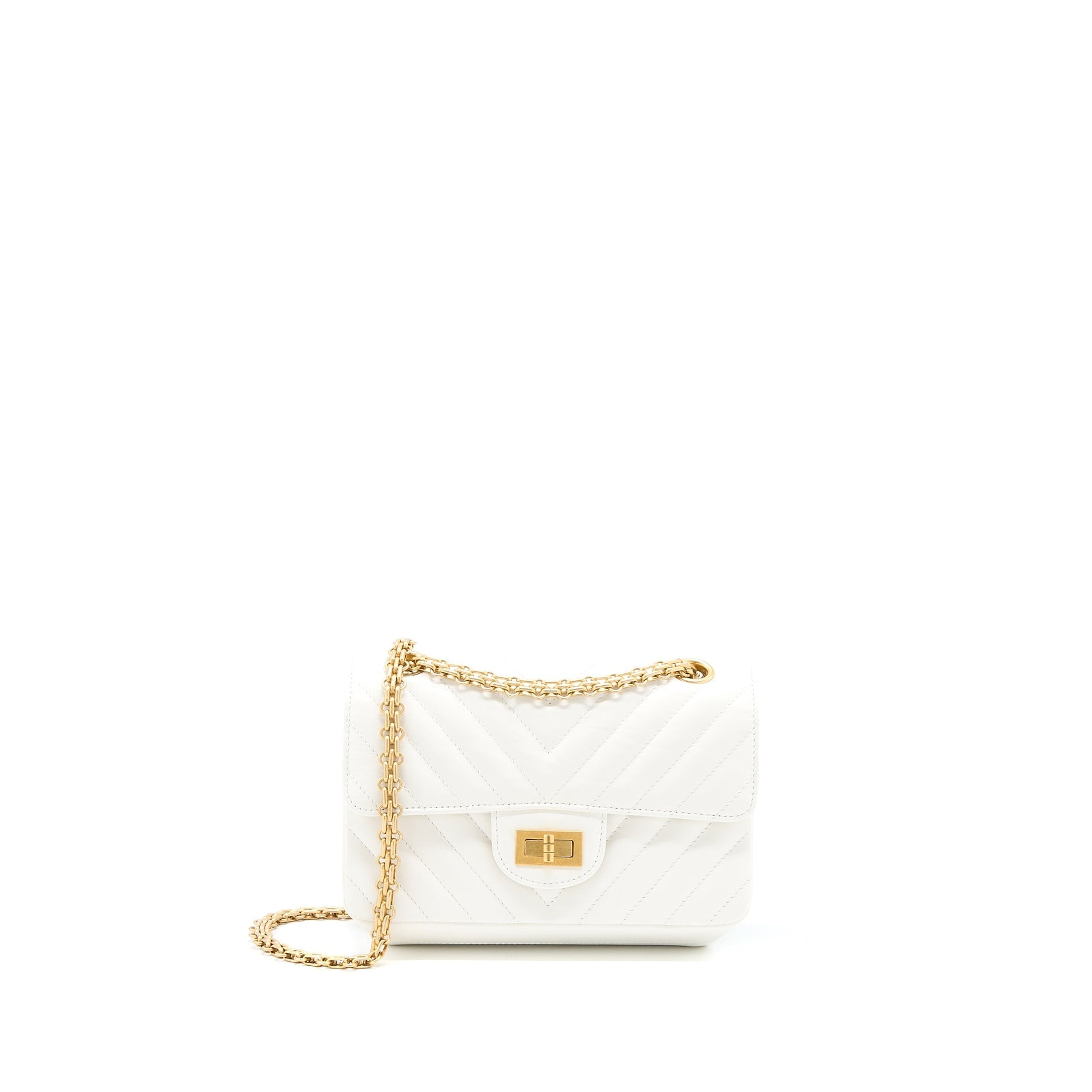 Chanel 2.55 Reissue Chevron Flap Aged Calfskin White Shoulder Bag