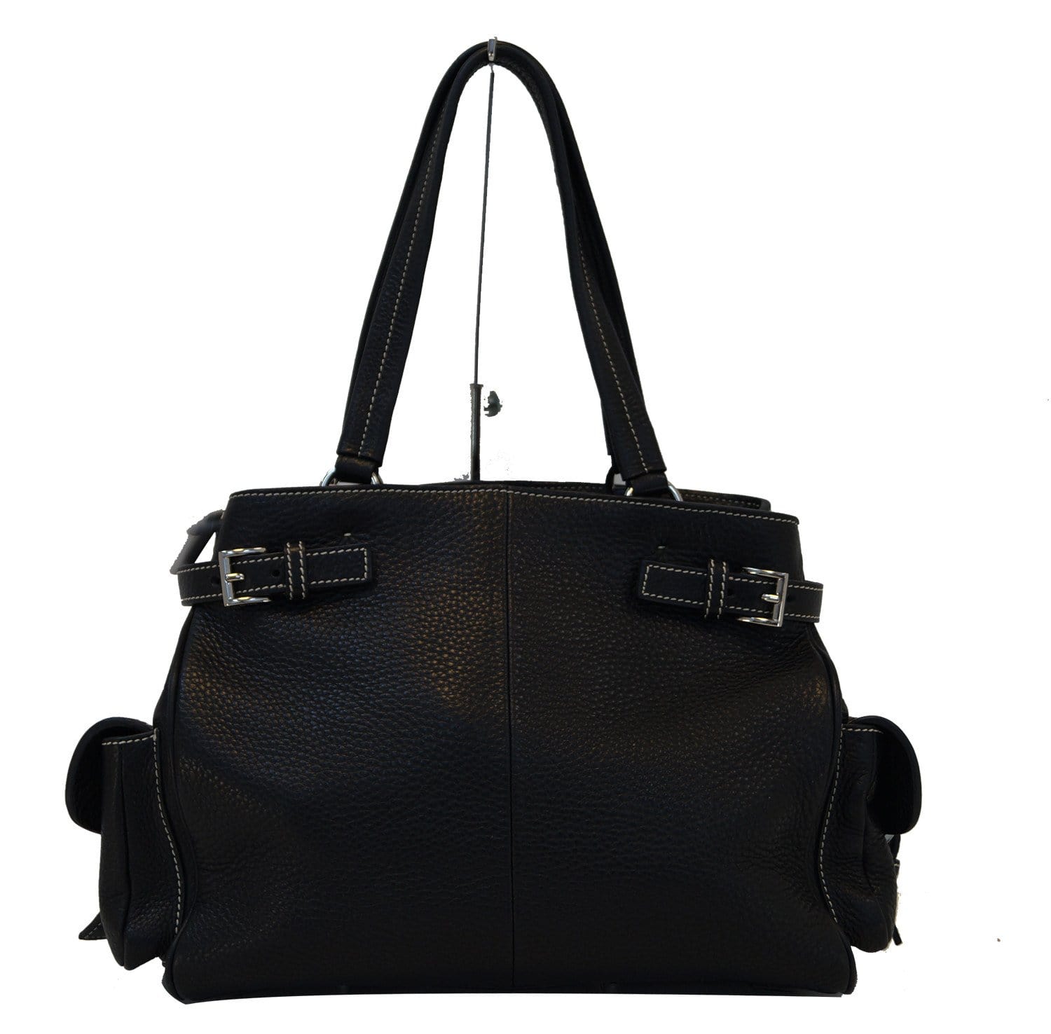Prada Daino Calfskin Shoulder Bag Leather Vitello Black