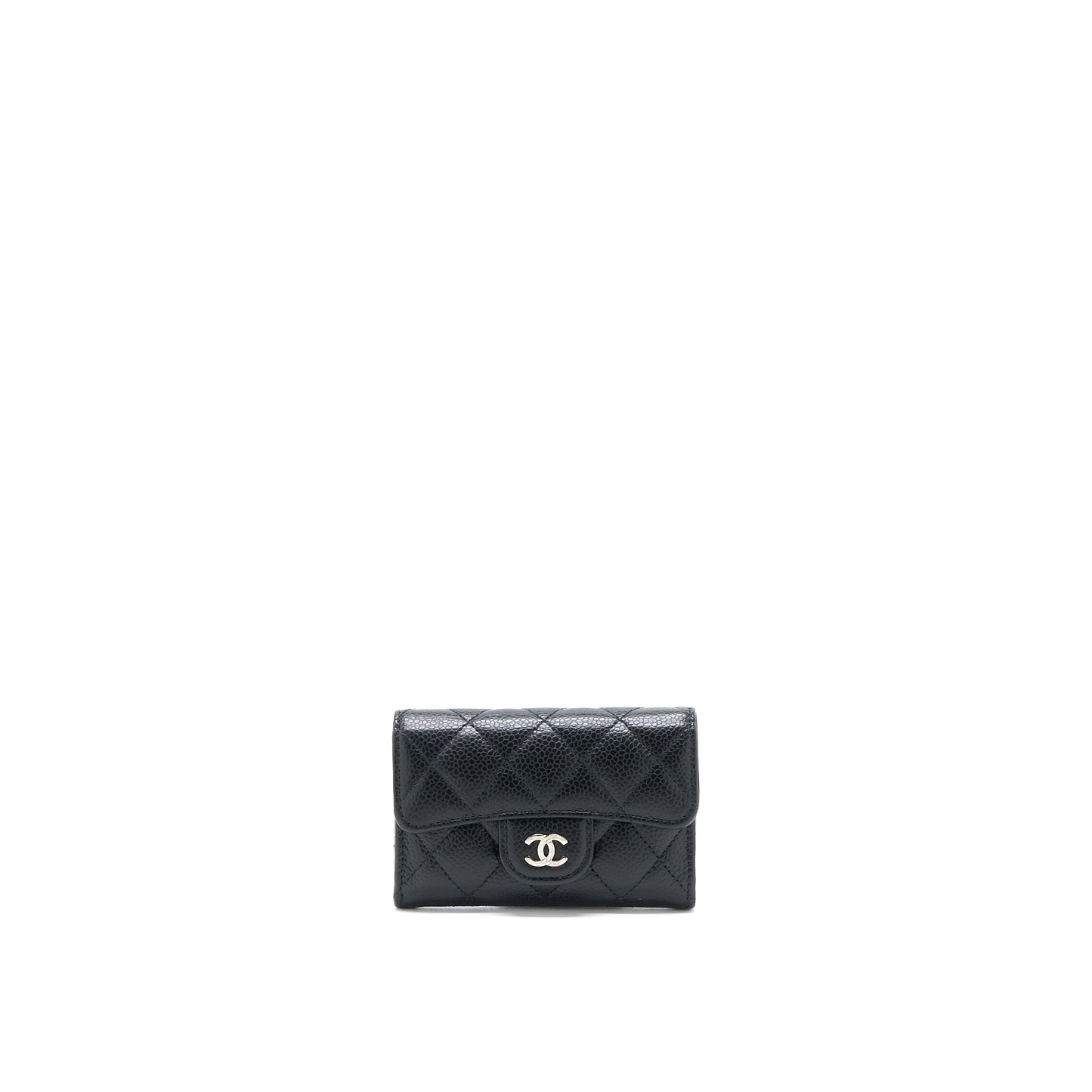 Chanel Classic Flap Card Holder Caviar SHW Black Wallet Case Shw 4