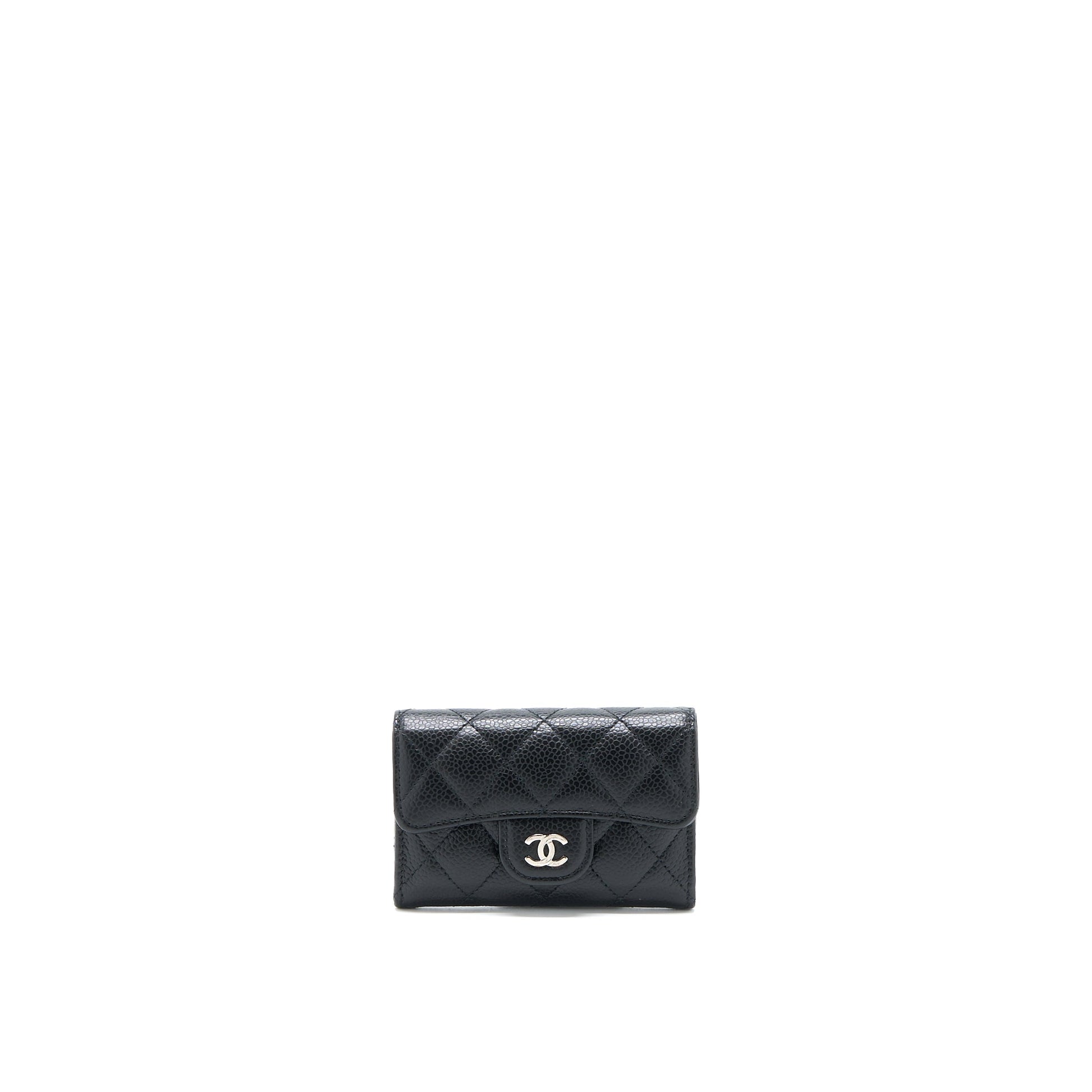 Chanel Classic Flap Card Holder Caviar SHW Black Wallet Case Shw 4