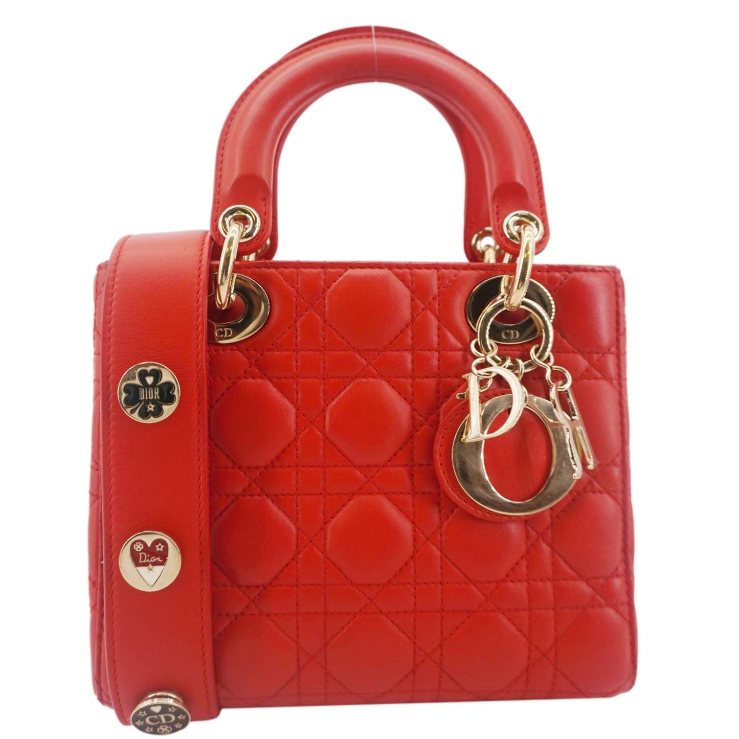 Dior Lady Cannage Lambskin Crossbody Bag Leather Red