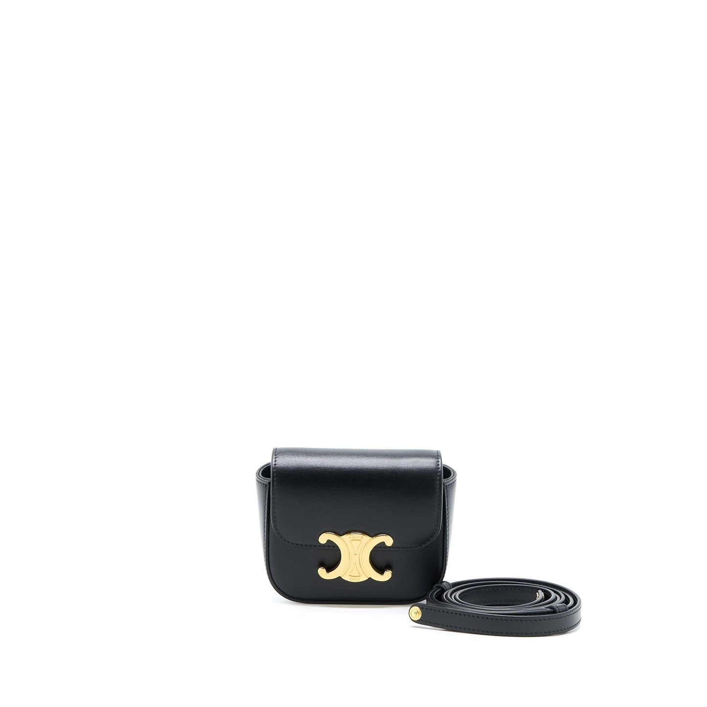 Celine Triomphe In Shiny Calfskin Handbag Black Mini Travel Bag
