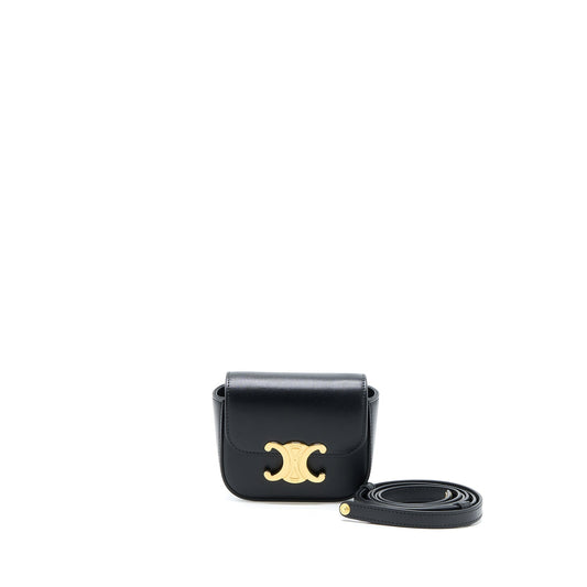 Celine Triomphe In Shiny Calfskin Handbag Black Mini Travel Bag