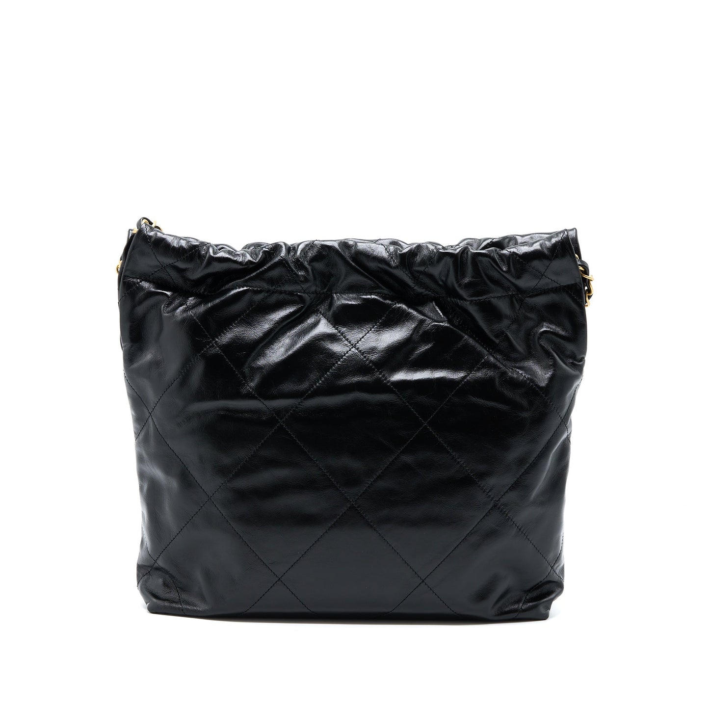 Chanel 22 Letter Shiny Calfskin GHW Microchip Black Gold Small Handbag