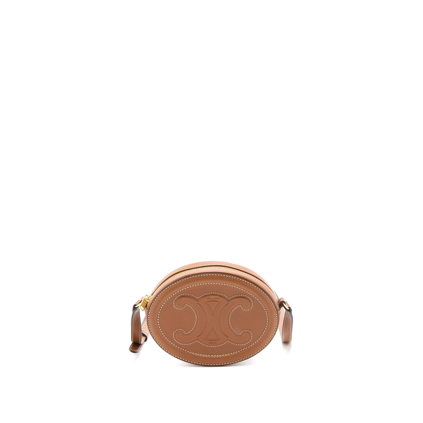 Celine Crossbody Oval Purse Cuirass Triomphe Smooth Calfskin Tan Crossbody Bag