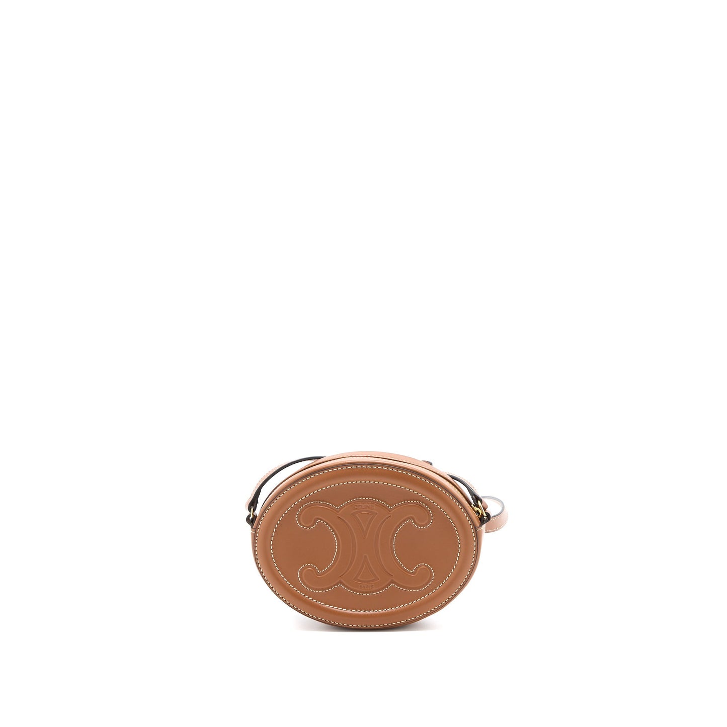 Celine Crossbody Oval Purse Cuirass Triomphe Smooth Calfskin Tan Crossbody Bag