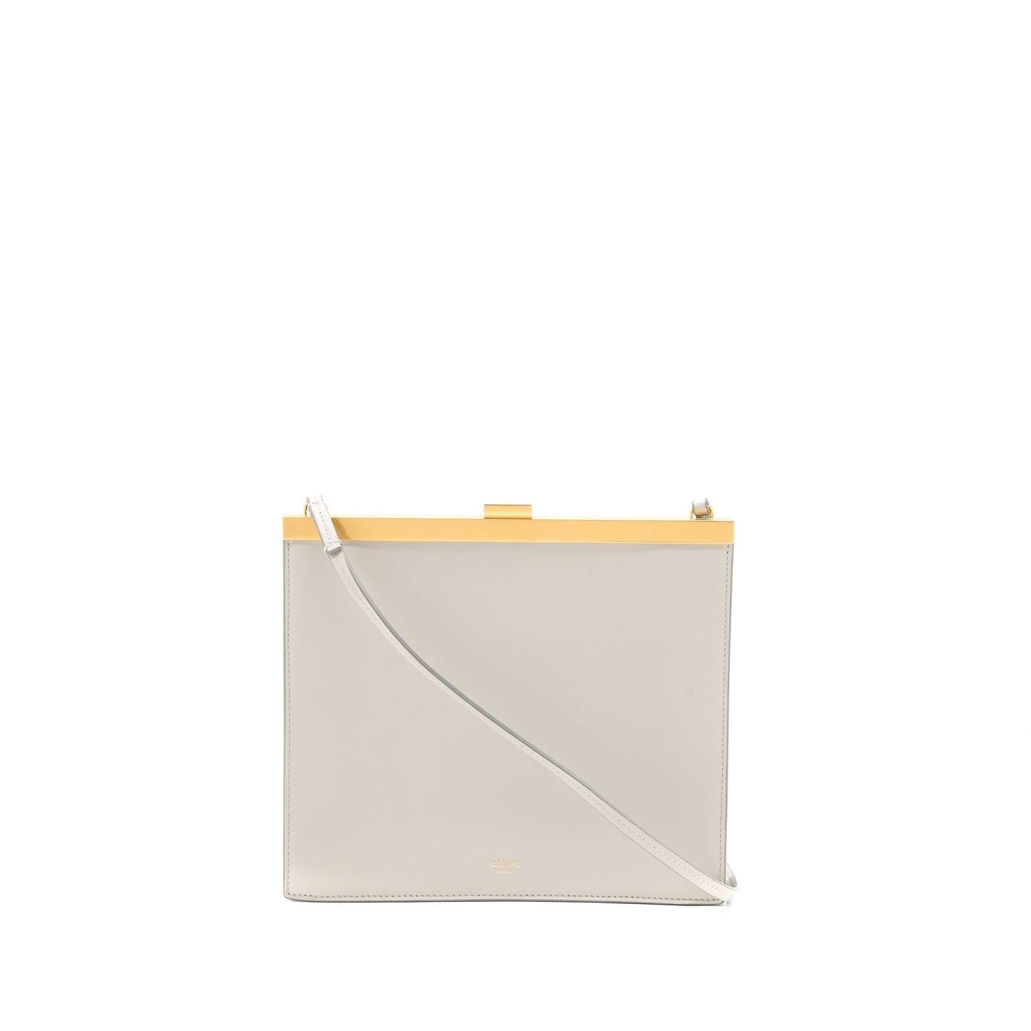 Celine Clasp Purse Light Grey Ruthenium Handbag Mini Travel Bag