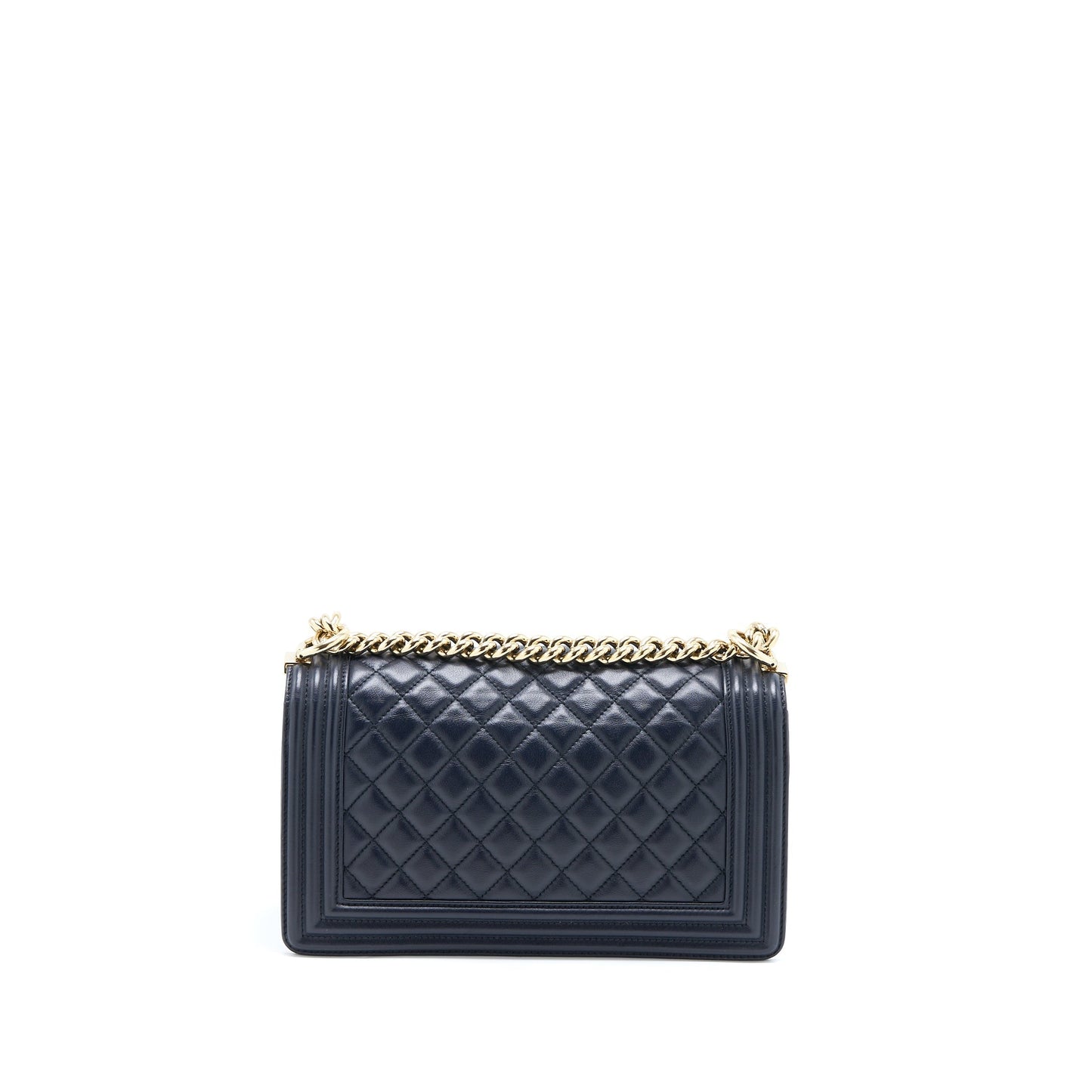 Chanel Boy Calfskin Navy LGHW Handbag