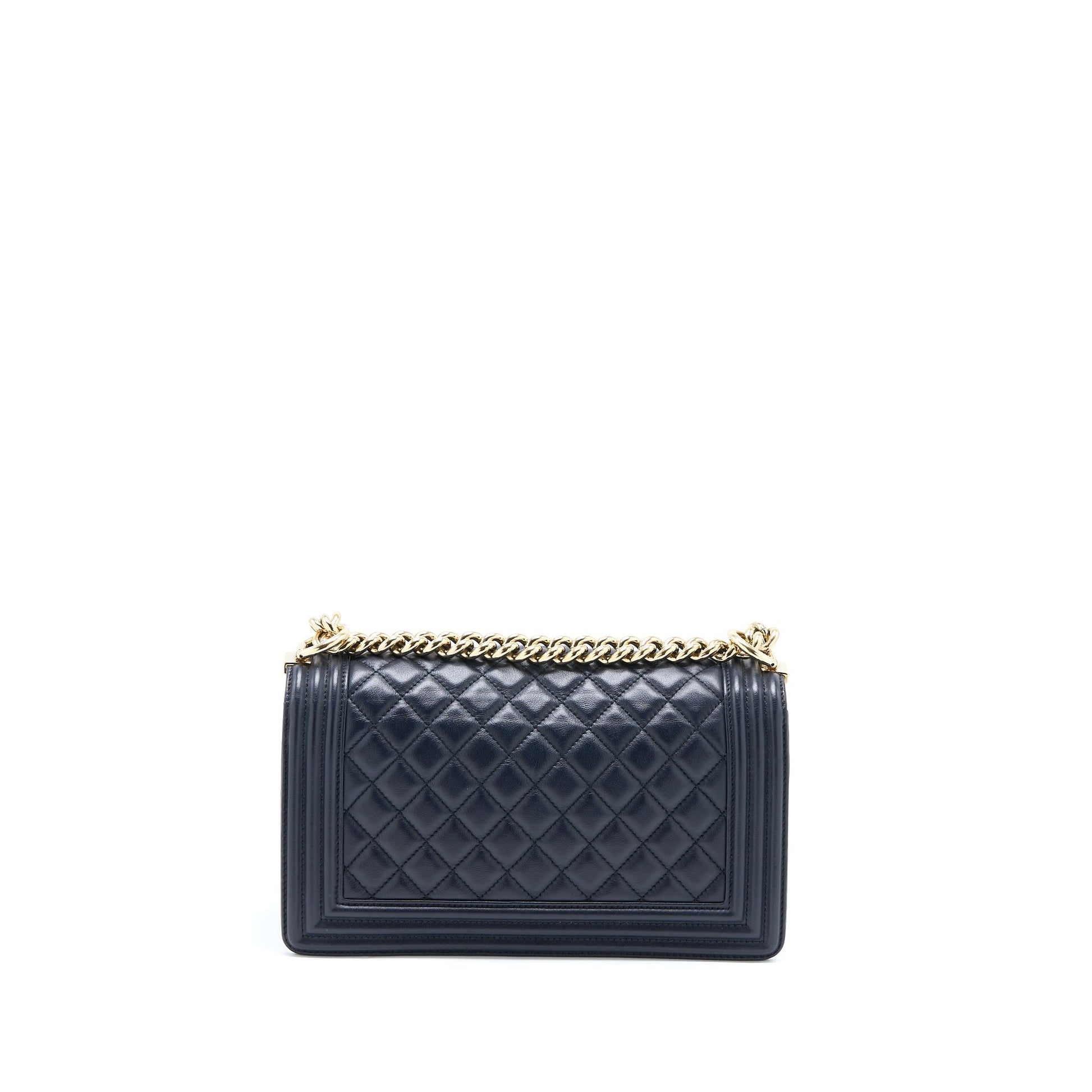 Chanel Boy Calfskin Navy LGHW Handbag