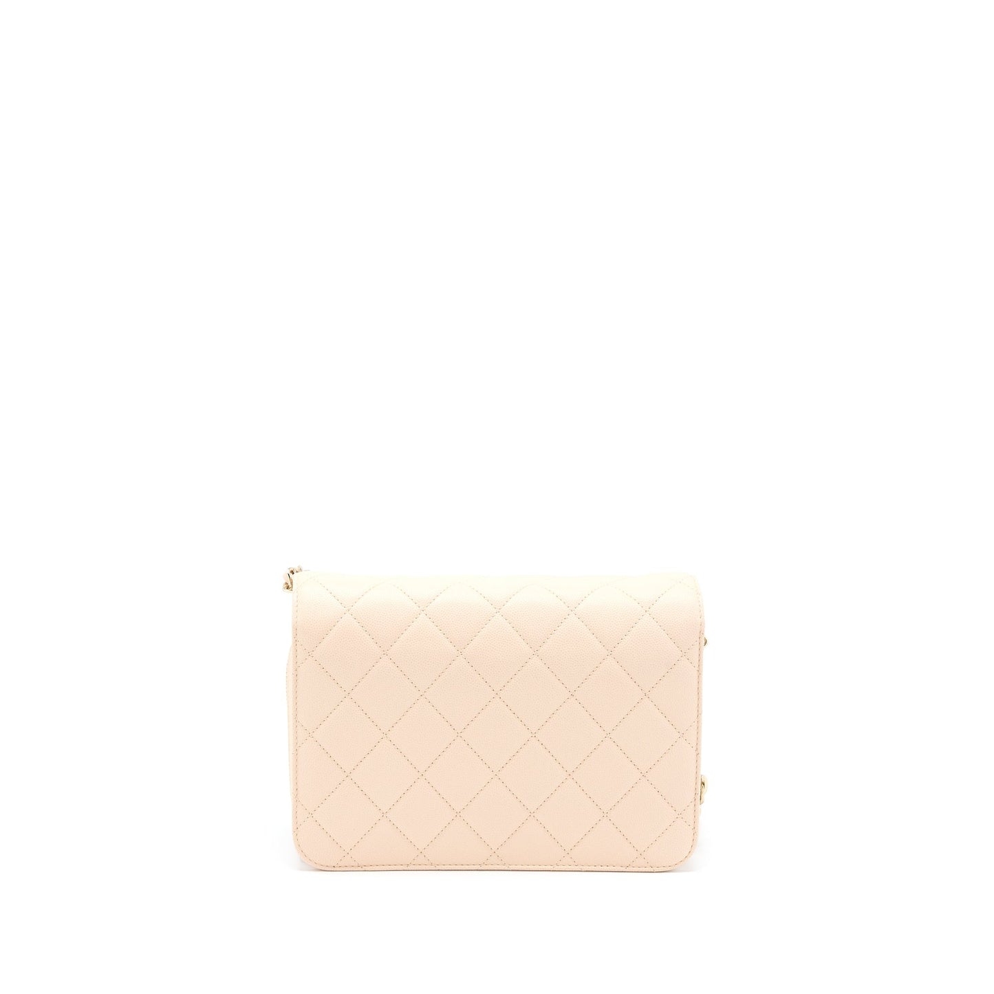 Chanel 21K Caviar Light LGHW Microchip Beige Crossbody Bag