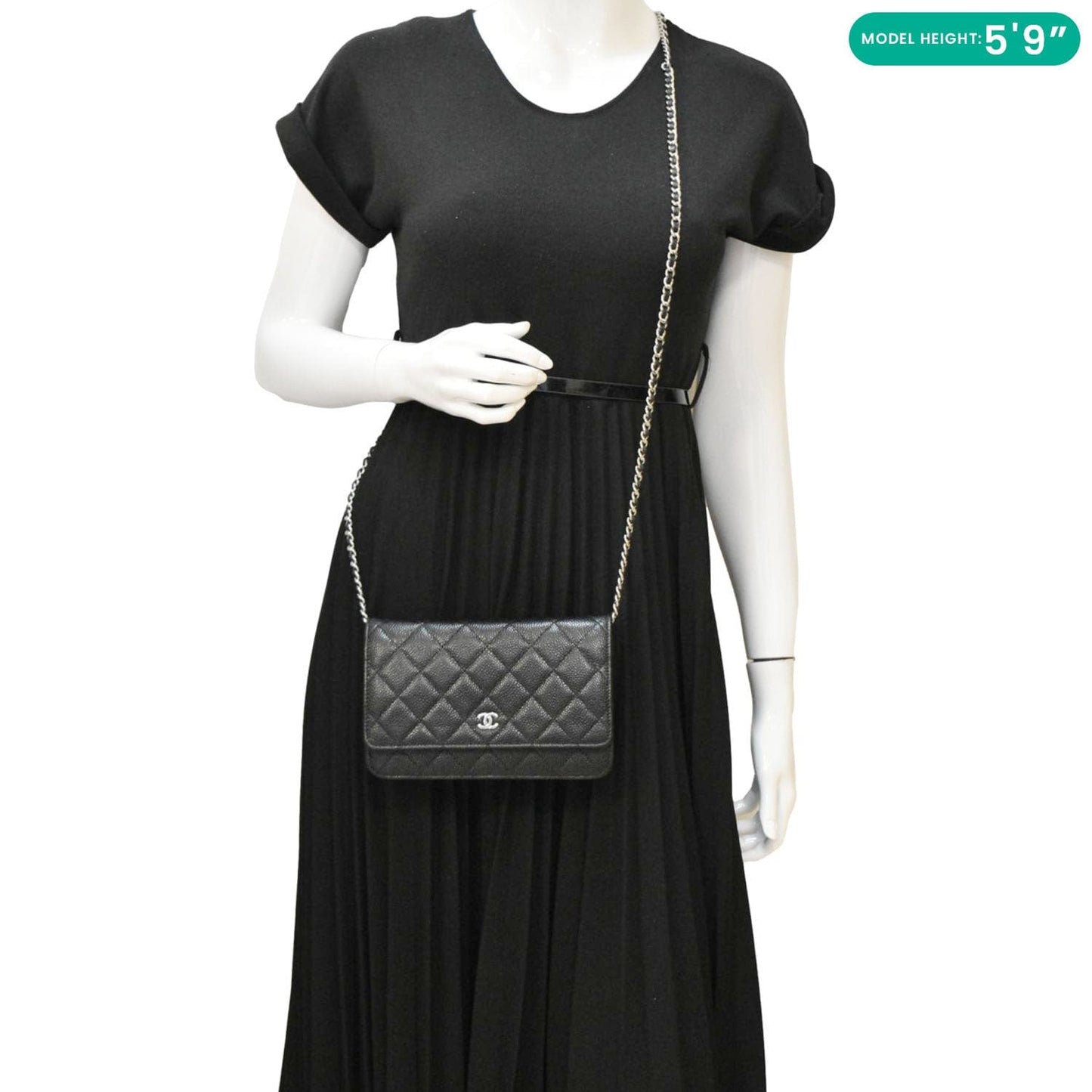 Chanel On Quilted Caviar Leather Black Wallet Case
