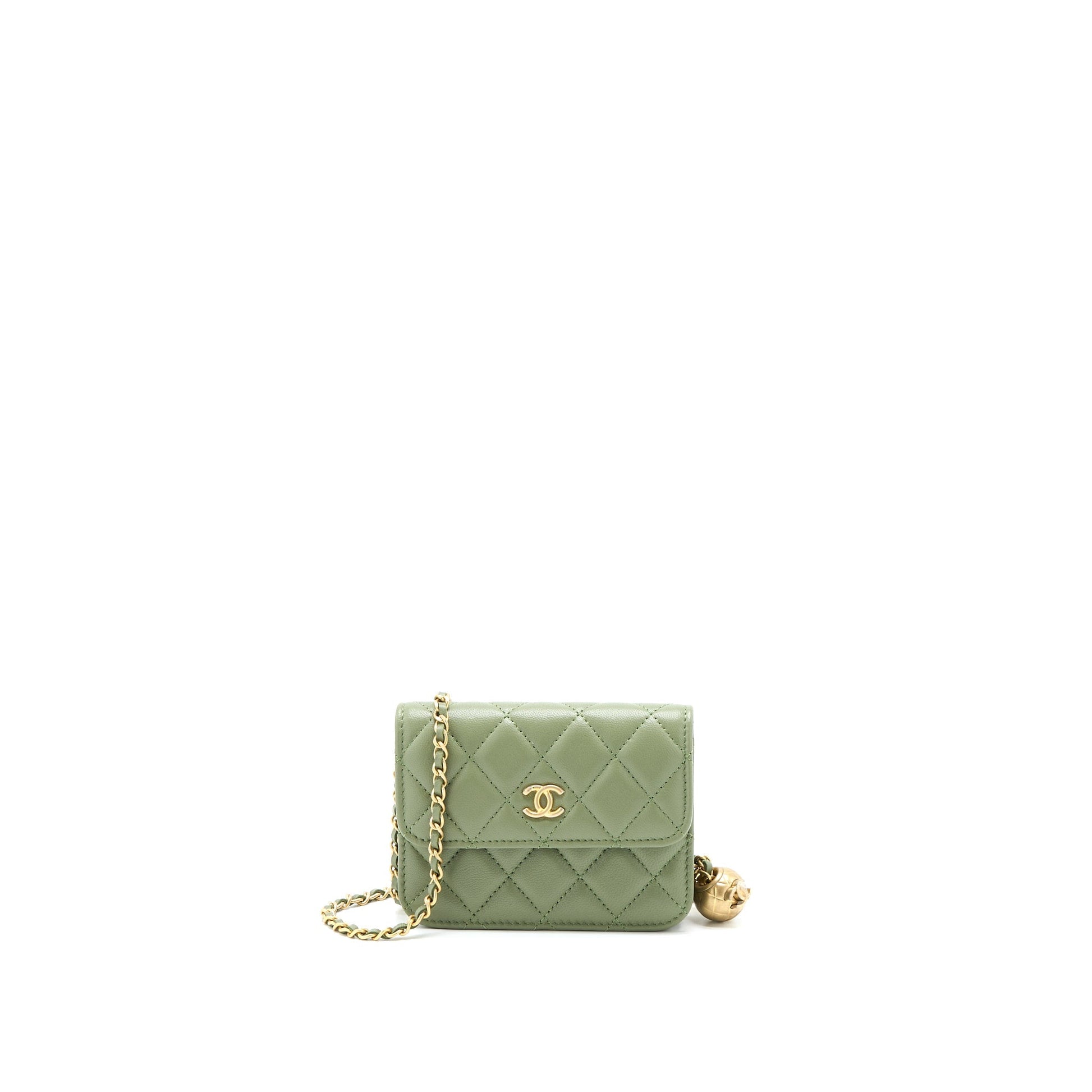 Chanel Pearl Crush Flap Lambskin GHW Green Shoulder Bag