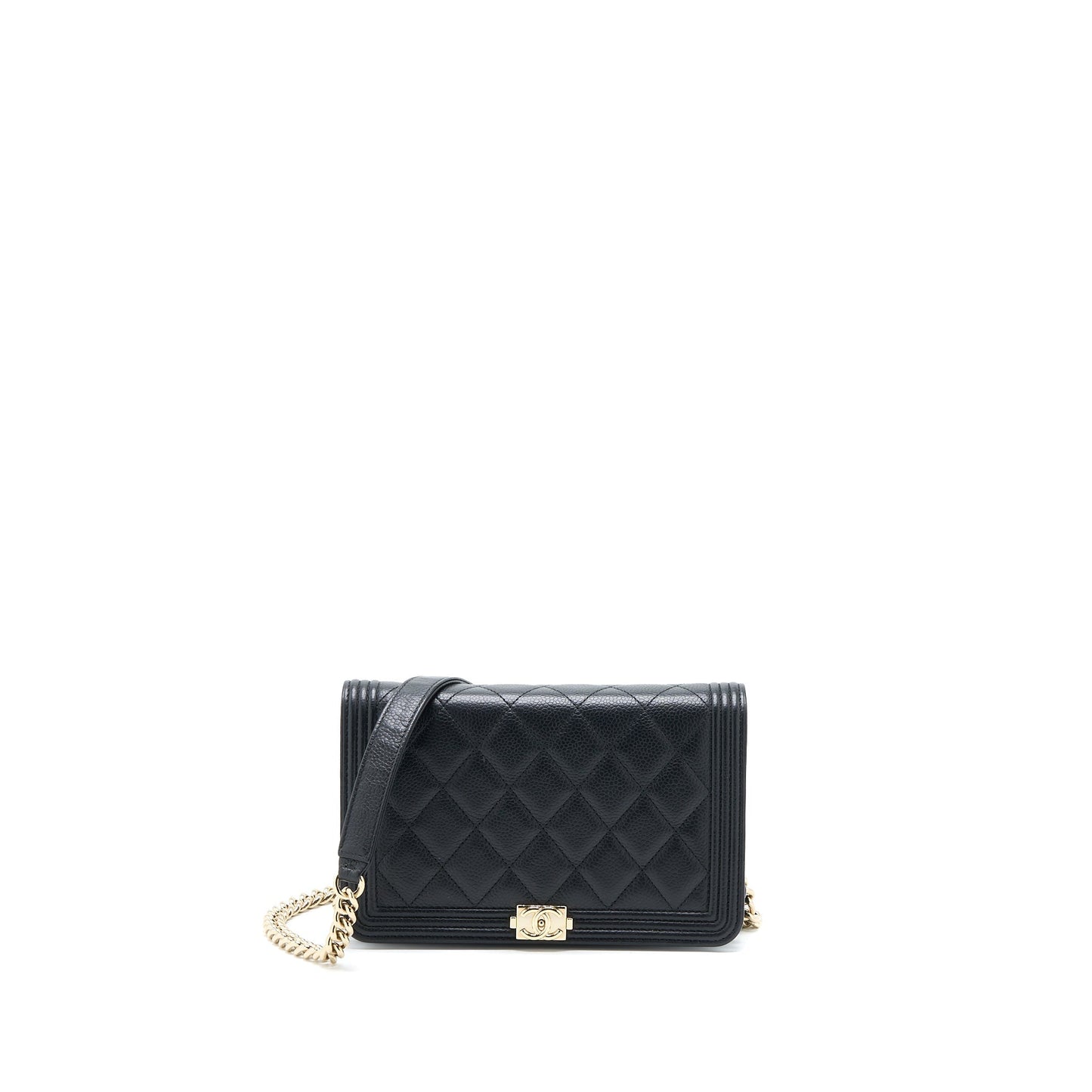 Chanel Boy On Caviar LGHW Black Wallet Case Lghw 1