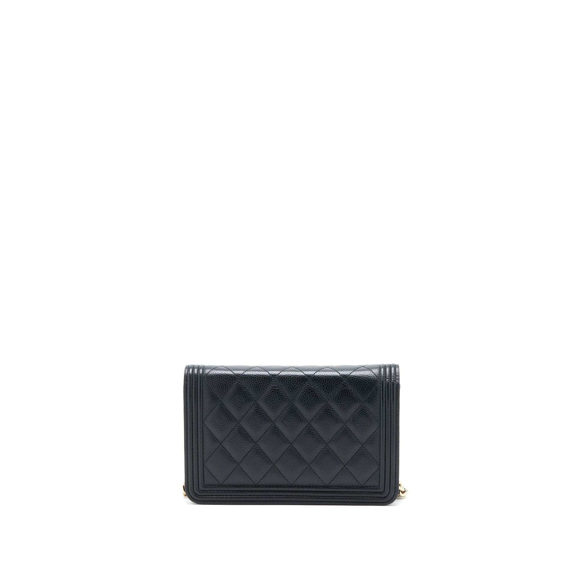 Chanel Boy On Caviar LGHW Black Wallet Case Lghw 1
