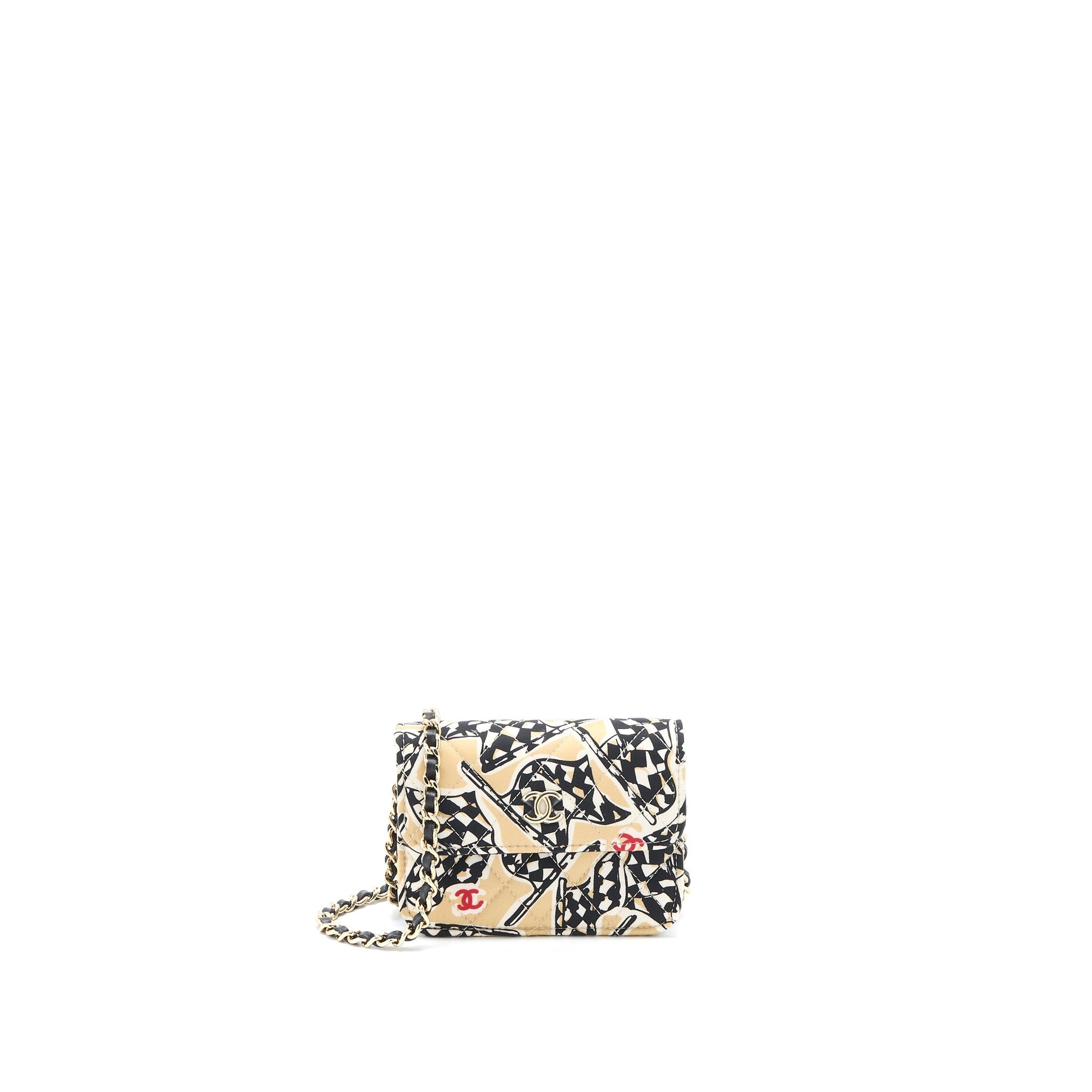 Chanel Flap Fabric LGHW Microchip Multicolour Shoulder Bag Lghw Microchip